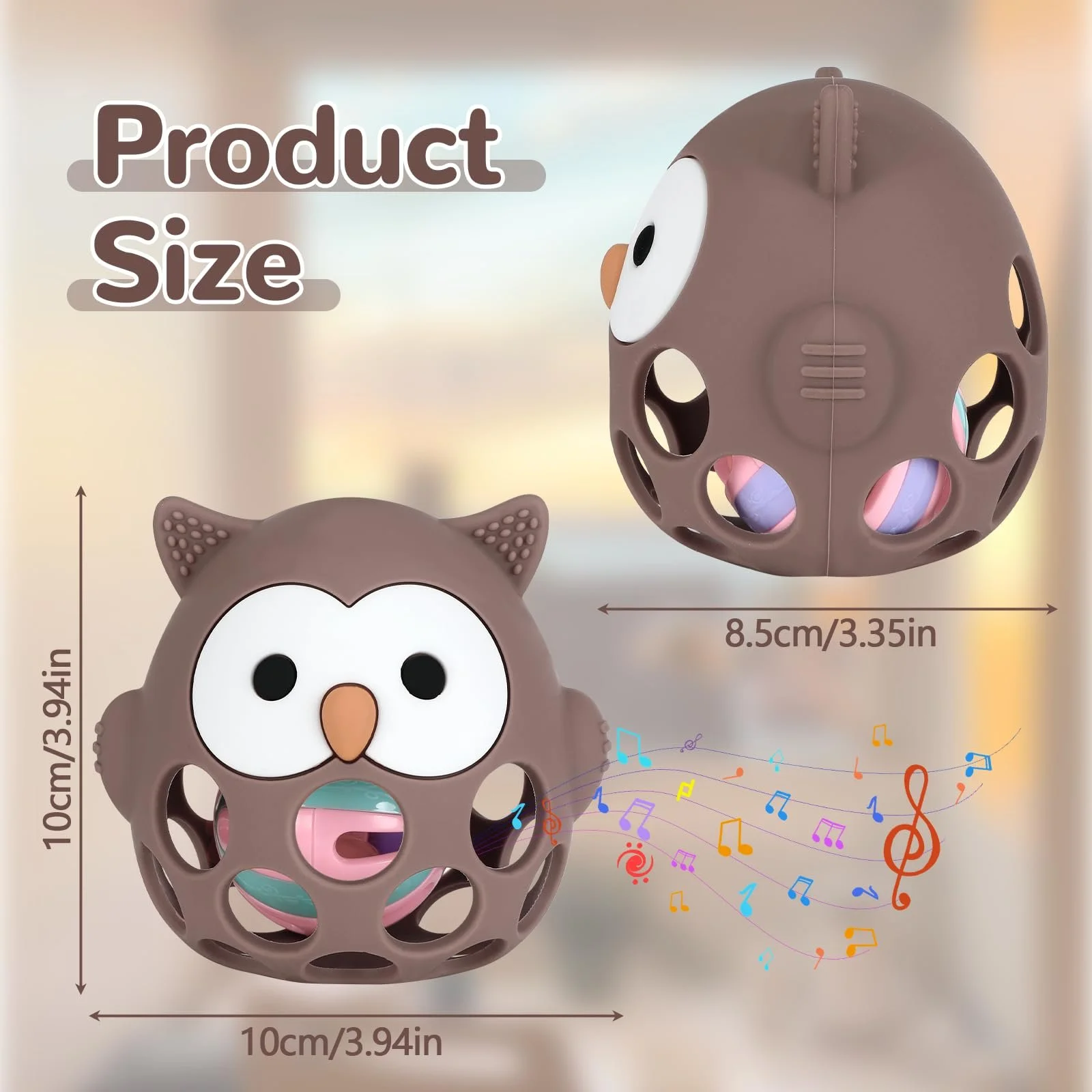 Прорізувач для зубів Zikenis Іграшка для малюків М'яч для хапання Коричневий, фото №2 Прорізувач для зубів Zikenis Іграшка для малюків М'яч для хапання Коричневий, фото №2