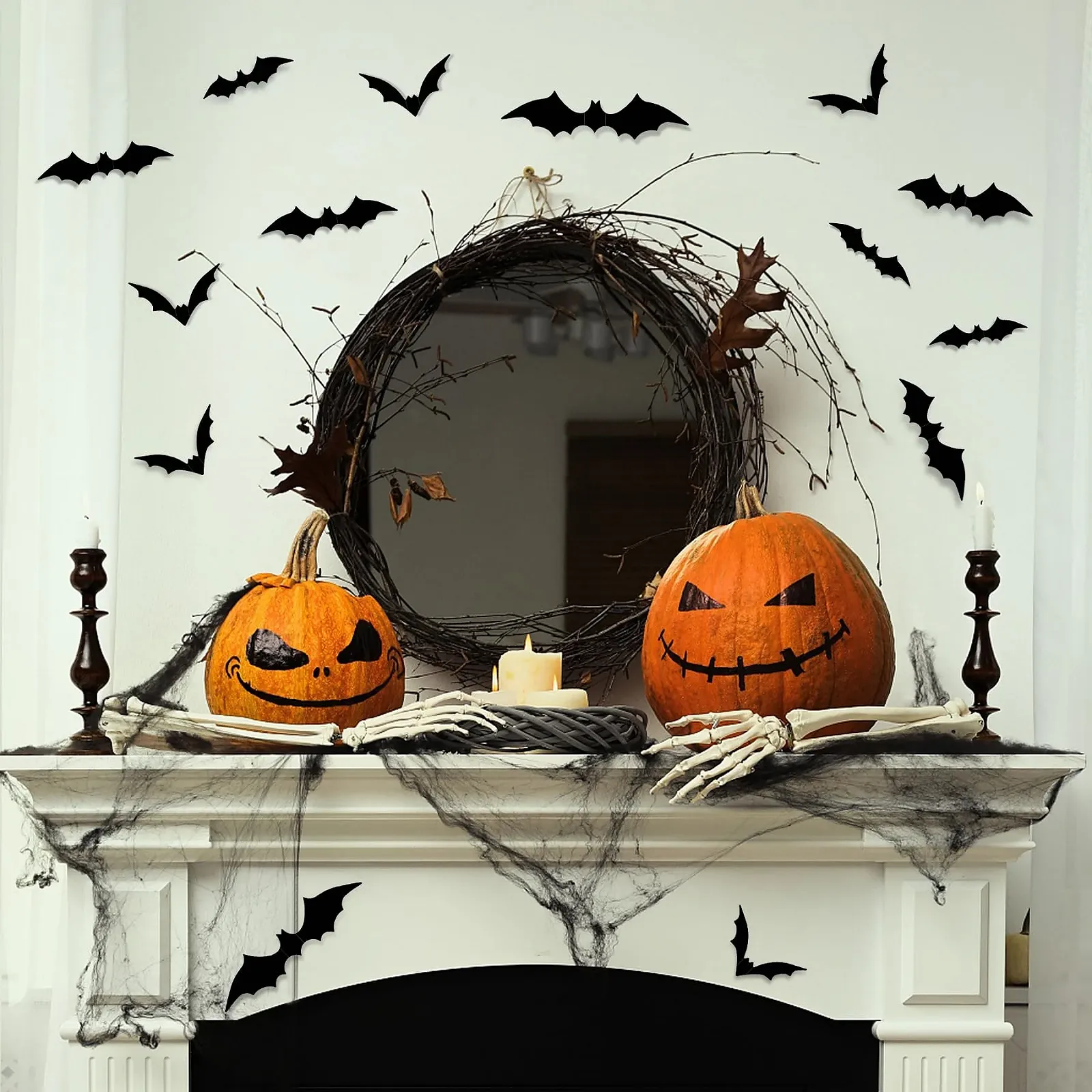 Наклейки на стіну Halloween Bat 120 штук Кажани 3D 4 розміри Водонепроникні PVC Чорний, фото №6