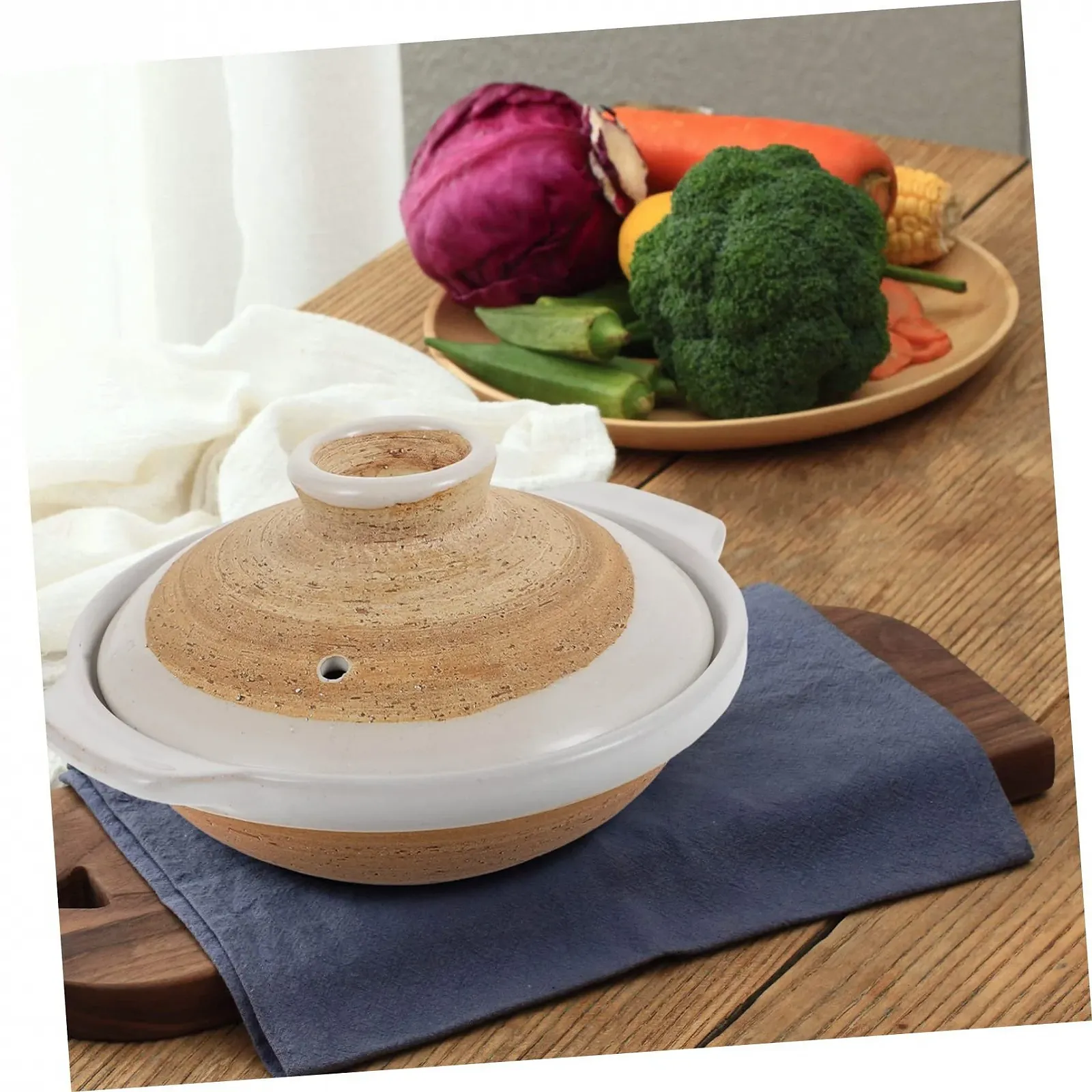 Керамическая кастрюля VALICLUD для курицы с рисом термостойкая в японском стиле с крышкой, фото №8