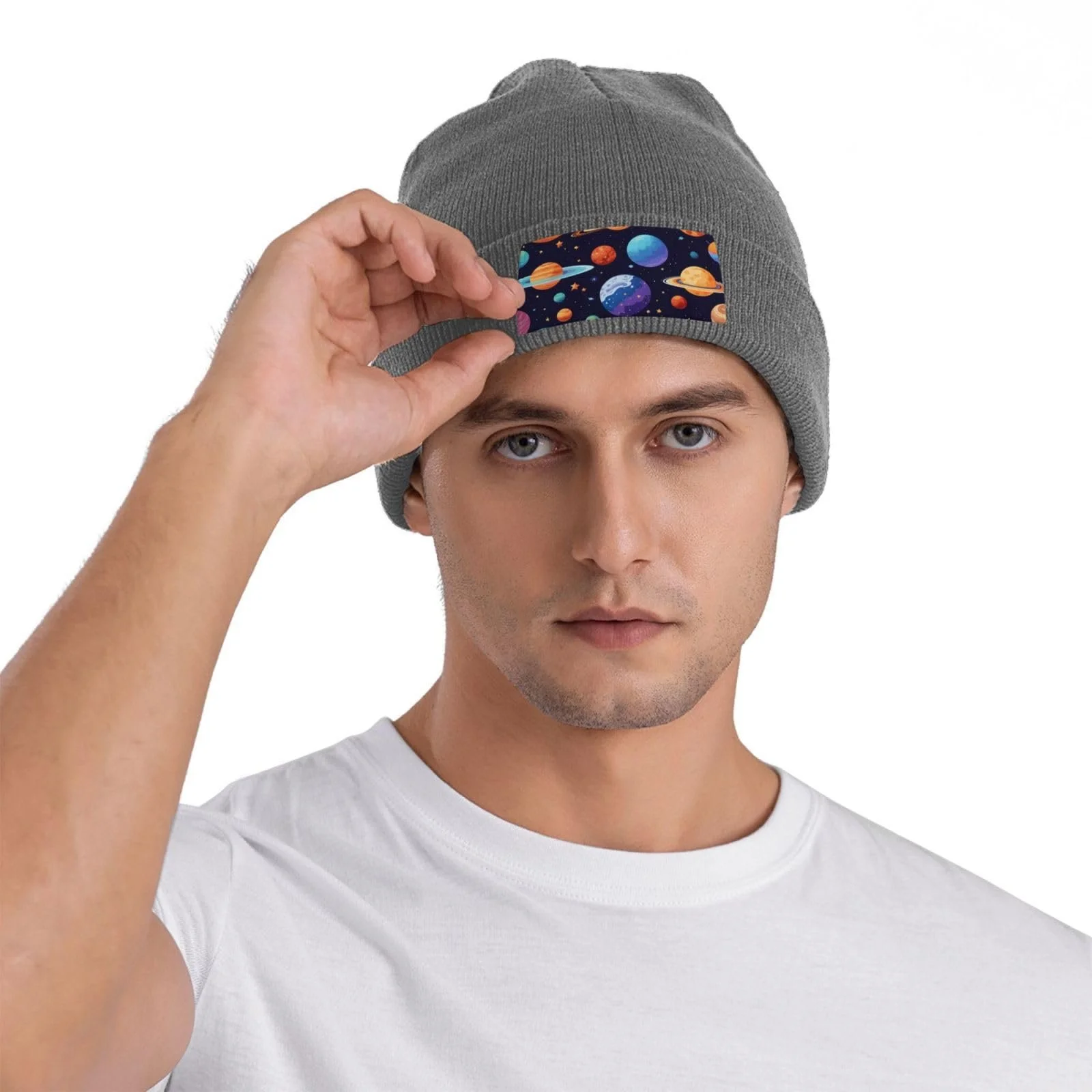 Теплая и уютная шапка с планетарным узором, фото №7