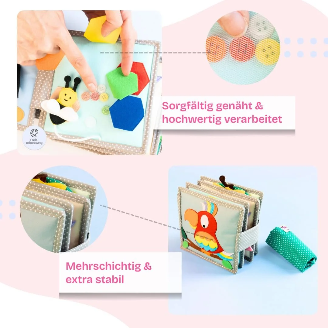 Розвиваюча книжка Jolly Designs Mini Iridescent Parrot - Монтессорі іграшка від 6 місяців, фото №4