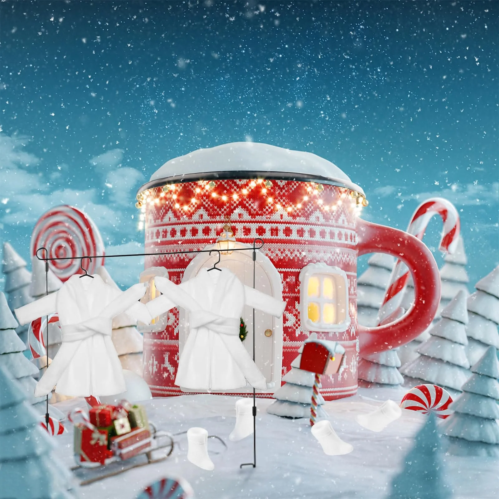 Набор Рождественский эльф Халат Белый, фото №5