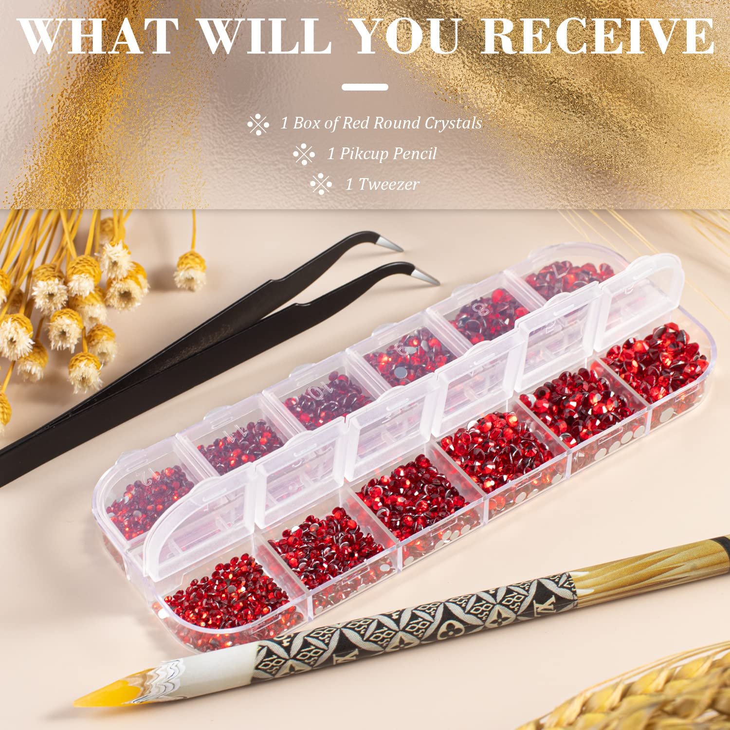 Стразы Круглые 3600 шт. 6 разных размеров с пинцетом, фото №6