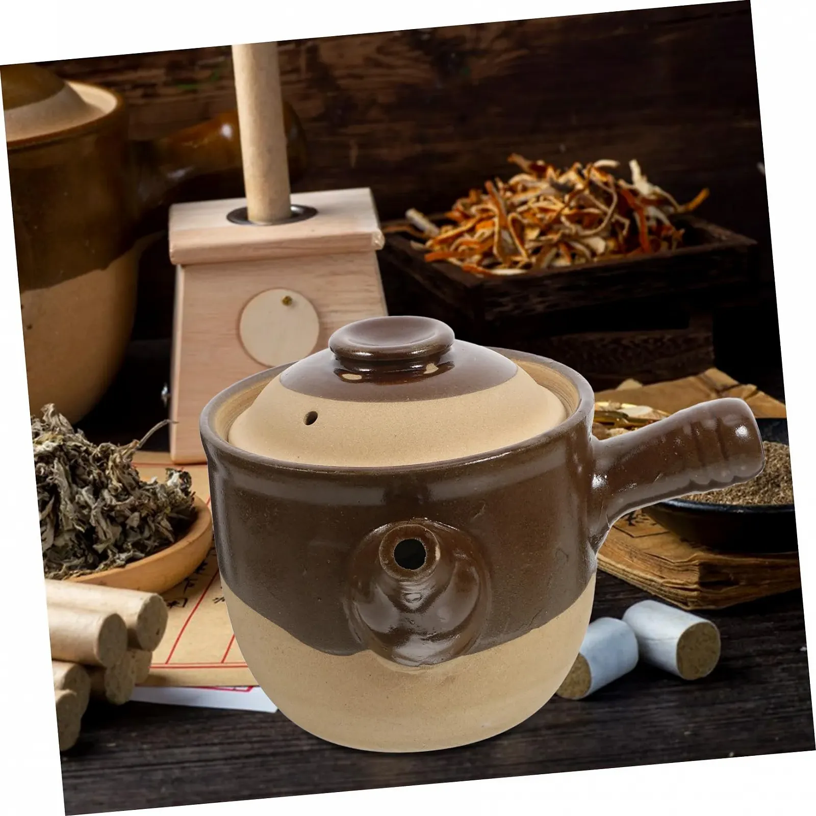 Кастрюля керамическая для заваривания лечебных трав традиционная китайская для газовых и электрических плит мультифункциональная, фото №6