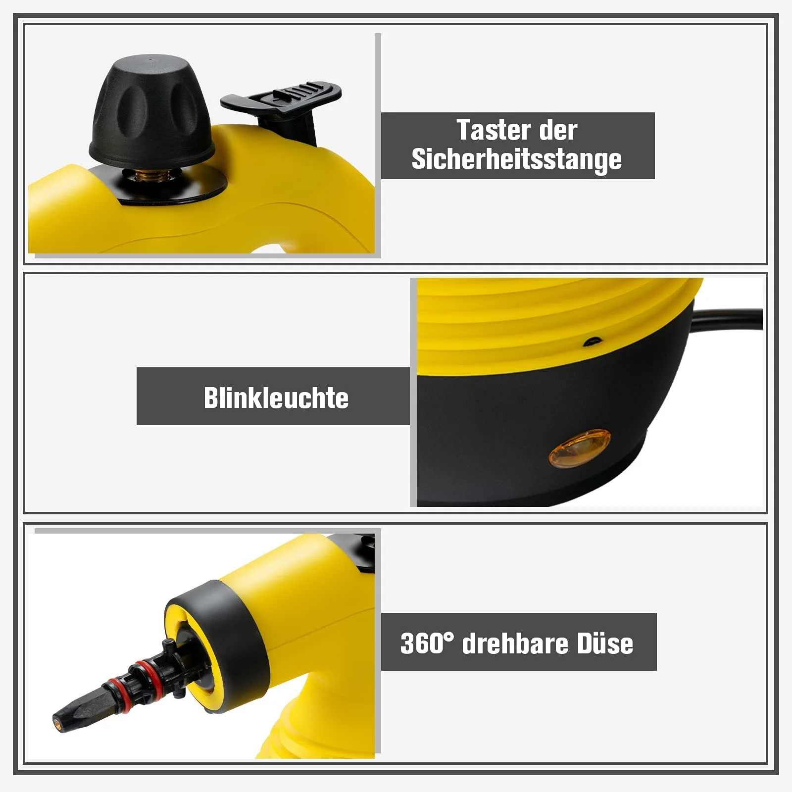 Ручний пароочисник COSTWAY 1050 W 3 Bar 140°C 350 мл 9 аксесуарів, фото №6 Ручний пароочисник COSTWAY 1050 W 3 Bar 140°C 350 мл 9 аксесуарів, фото №6