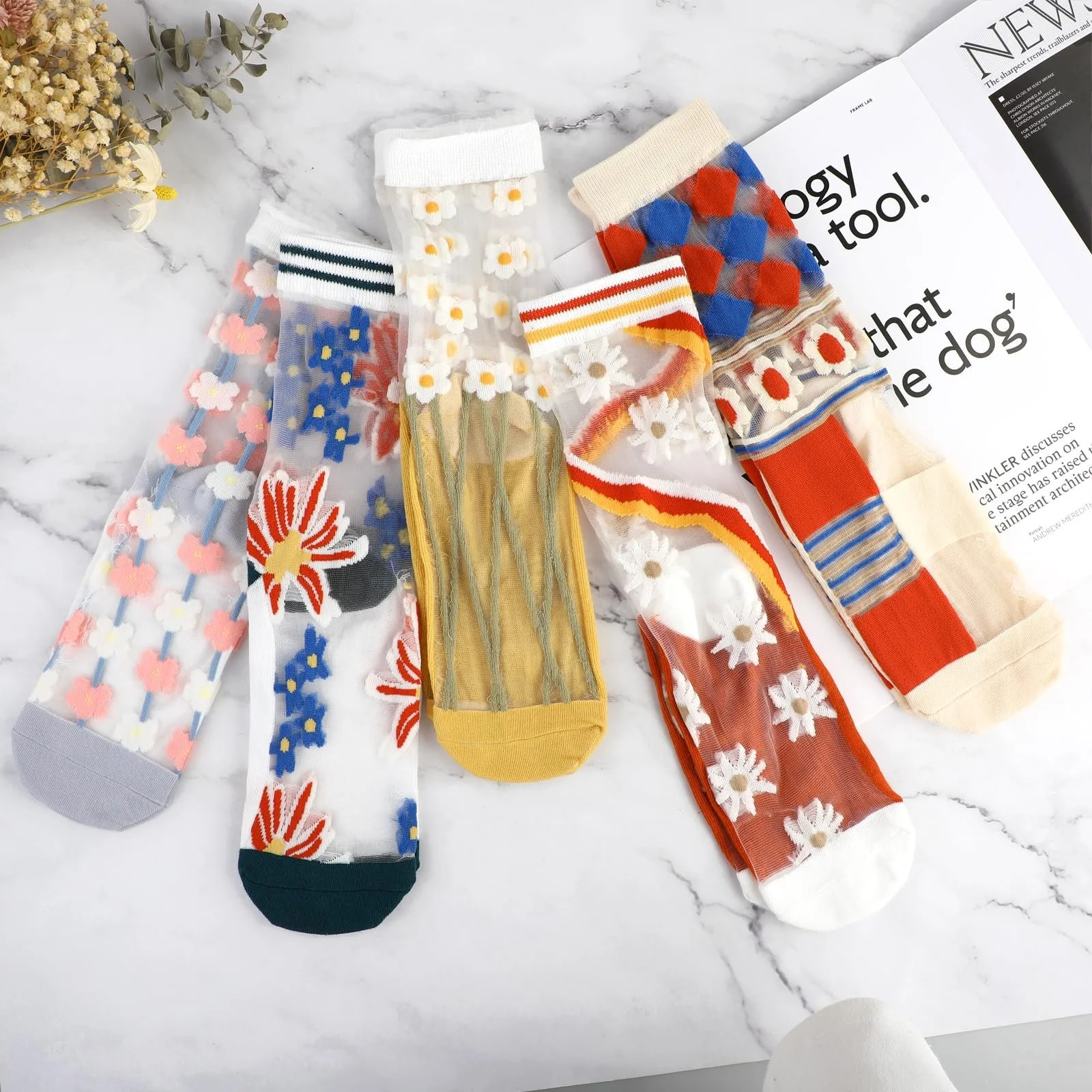 Носки Lusofie с рюшами, прозрачные с цветами, летние тонкие сетчатые кружевные чулки для женщин и девушек, многоцветные, универсальный размер, фото №4 Носки Lusofie с рюшами, прозрачные с цветами, летние тонкие сетчатые кружевные чулки для женщин и девушек, многоцветные, универсальный размер, фото №4