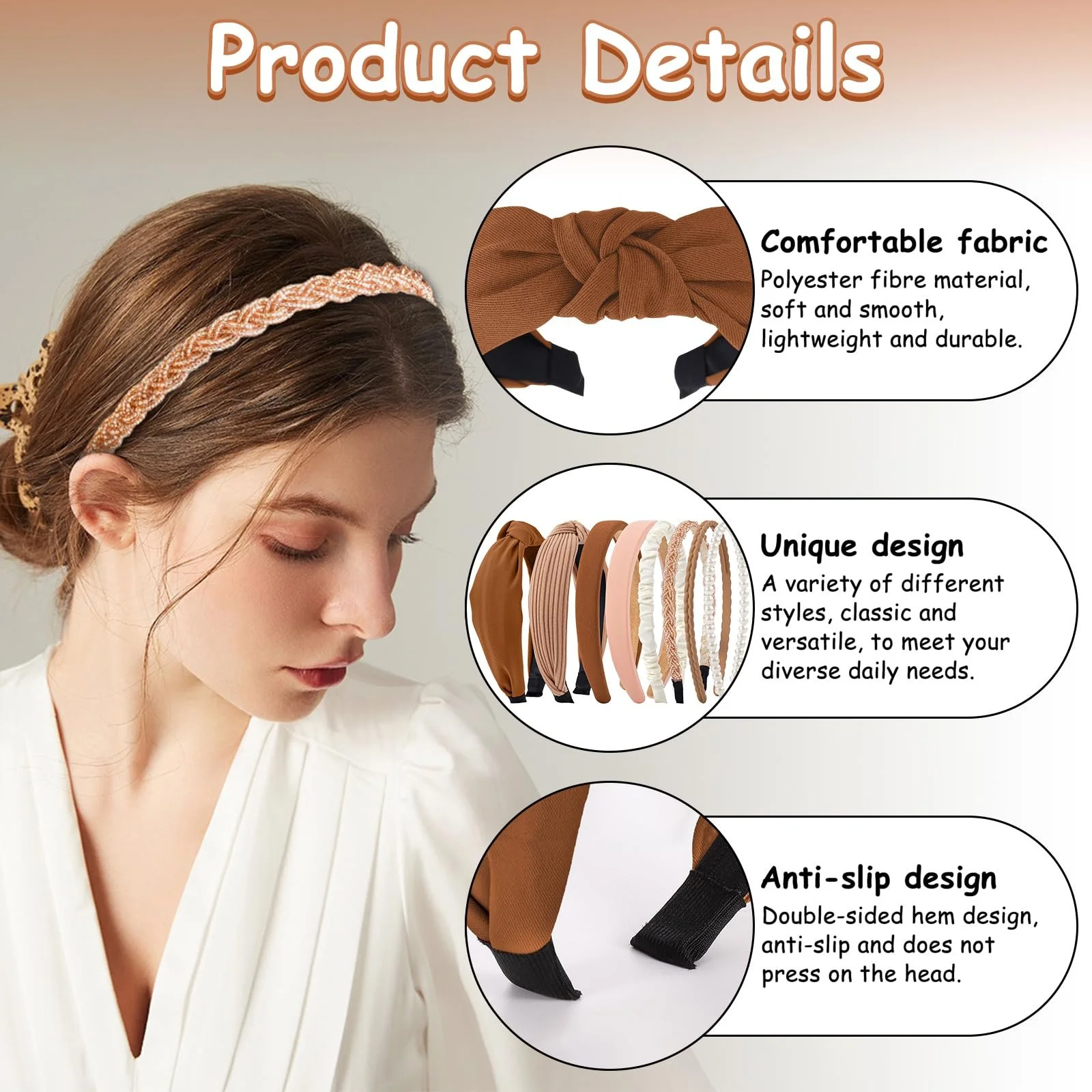 Набір обручів для волосся з перлами, фото №3