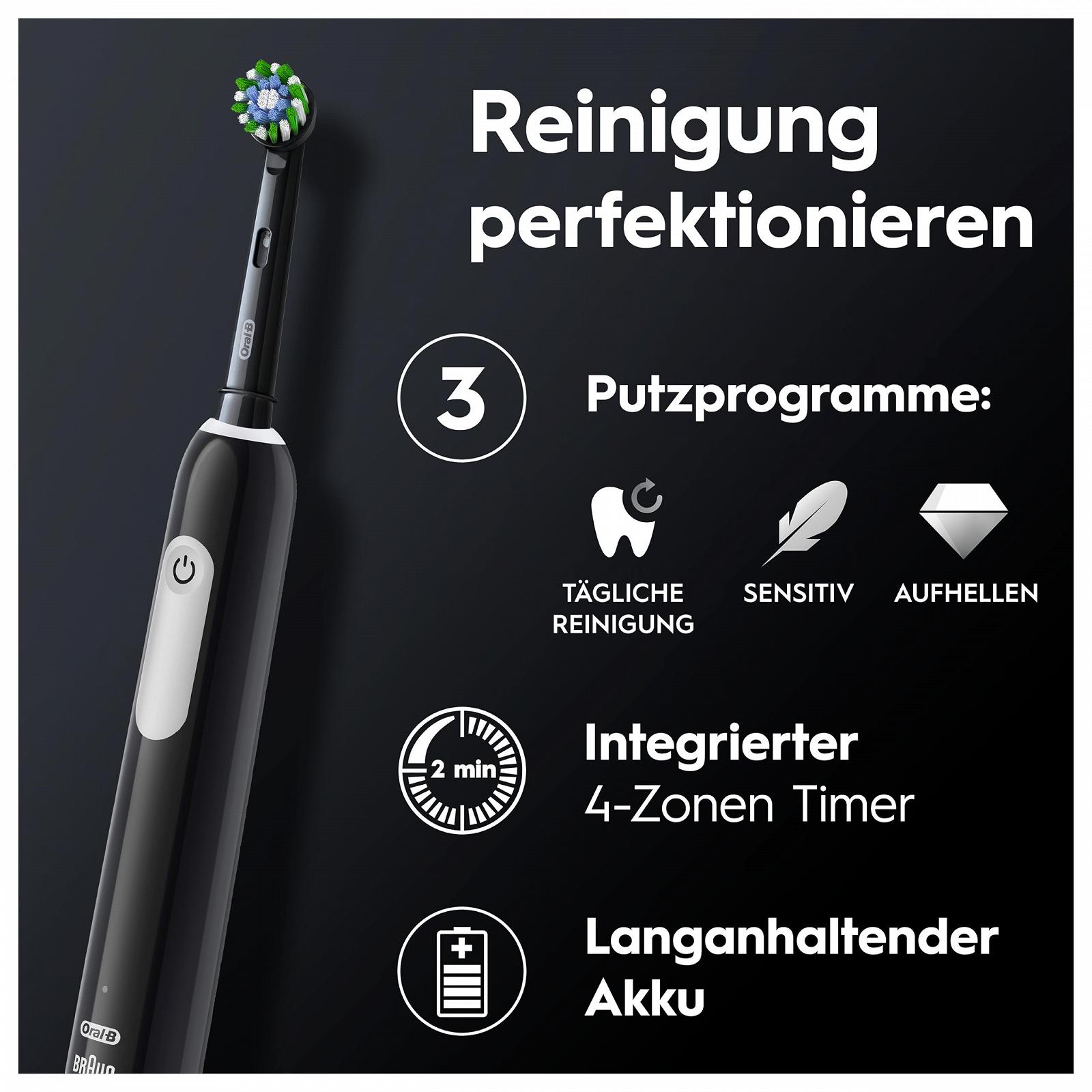 Електрична зубна щітка Oral-B Pro Series 1, 3 режими чищення, датчик тиску, дорожній футляр, чорний, фото №3