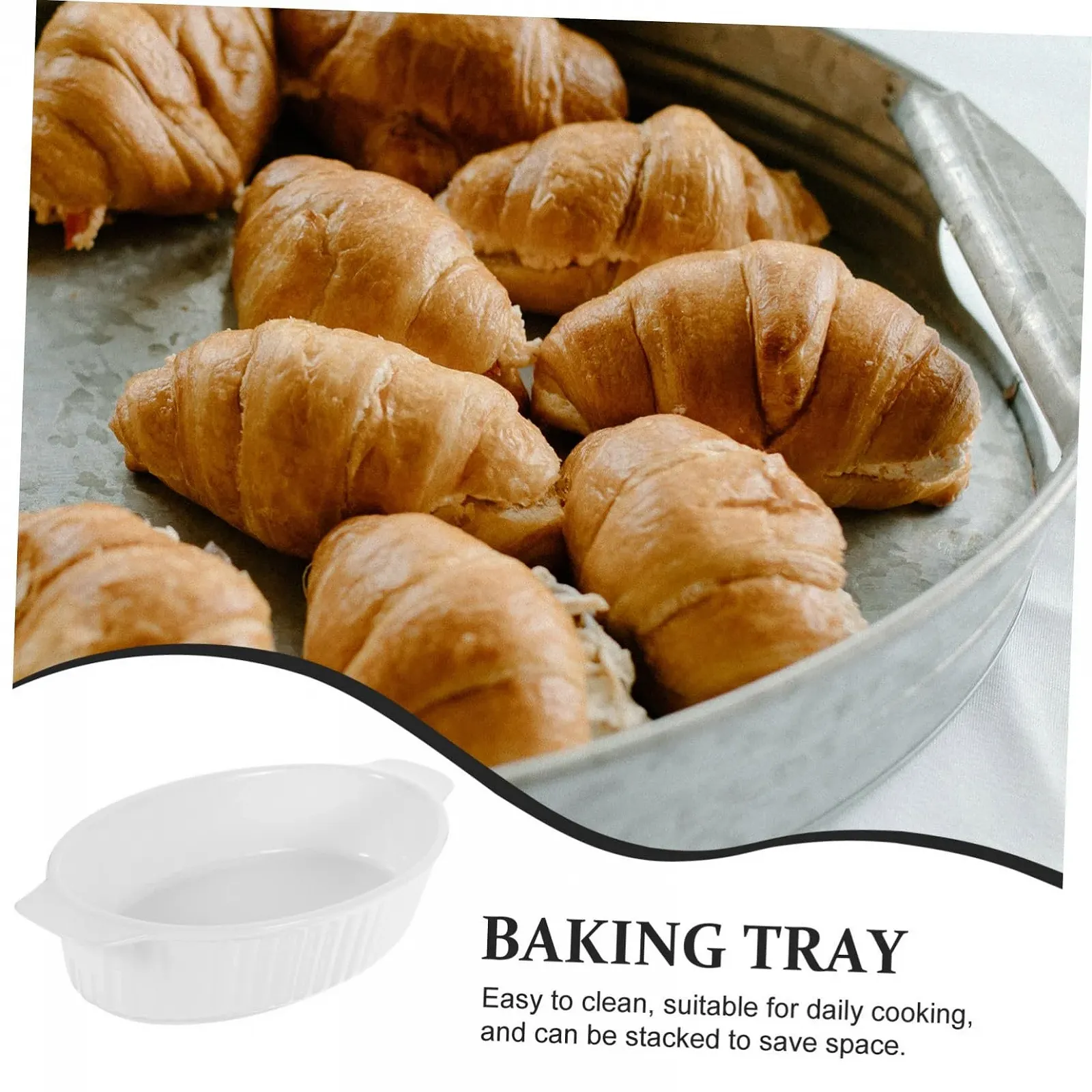 Форма для запекания IMIKEYA керамическая с двойными ручками термостойкая, фото №3