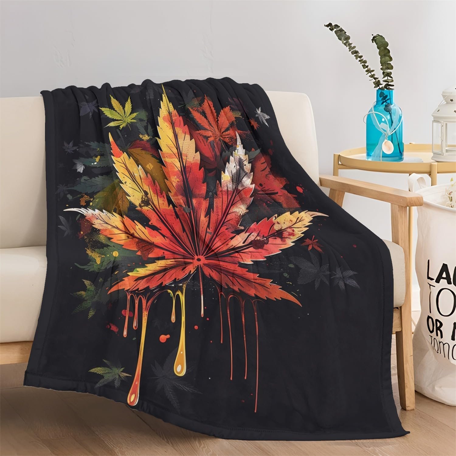 Плюшевое одеяло Bunte Ahornbl". 180x200 см, с рисунком кленовые листья, фото №1 Плюшевое одеяло Bunte Ahornbl". 180x200 см, с рисунком кленовые листья, фото №1