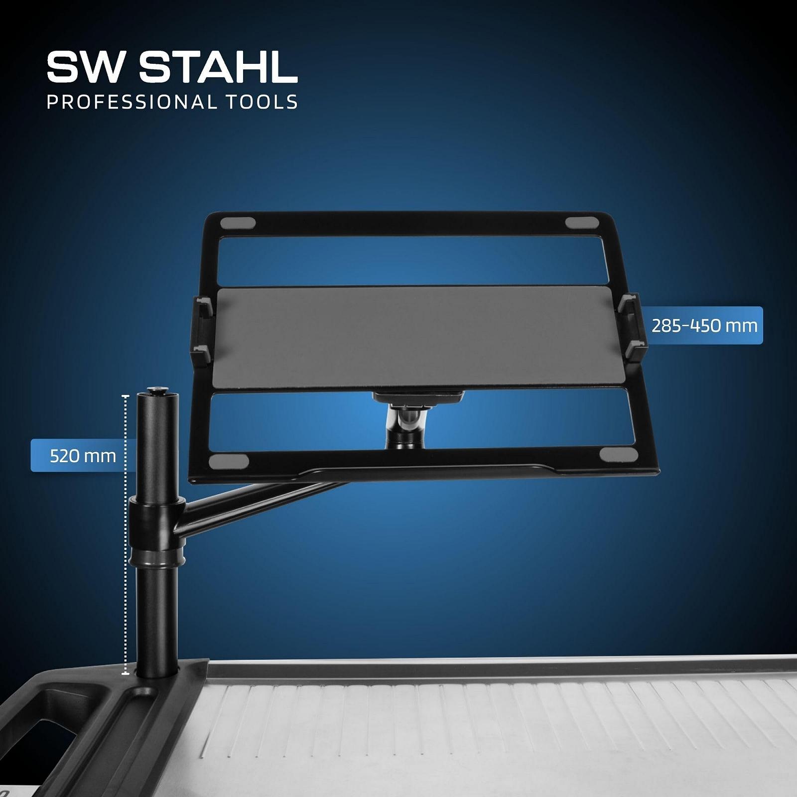 Держатель для ноутбука SW-Stahl 07124L для тележки мастерской, регулируемая подставка для планшета, регулируемая по высоте, черный, фото №4