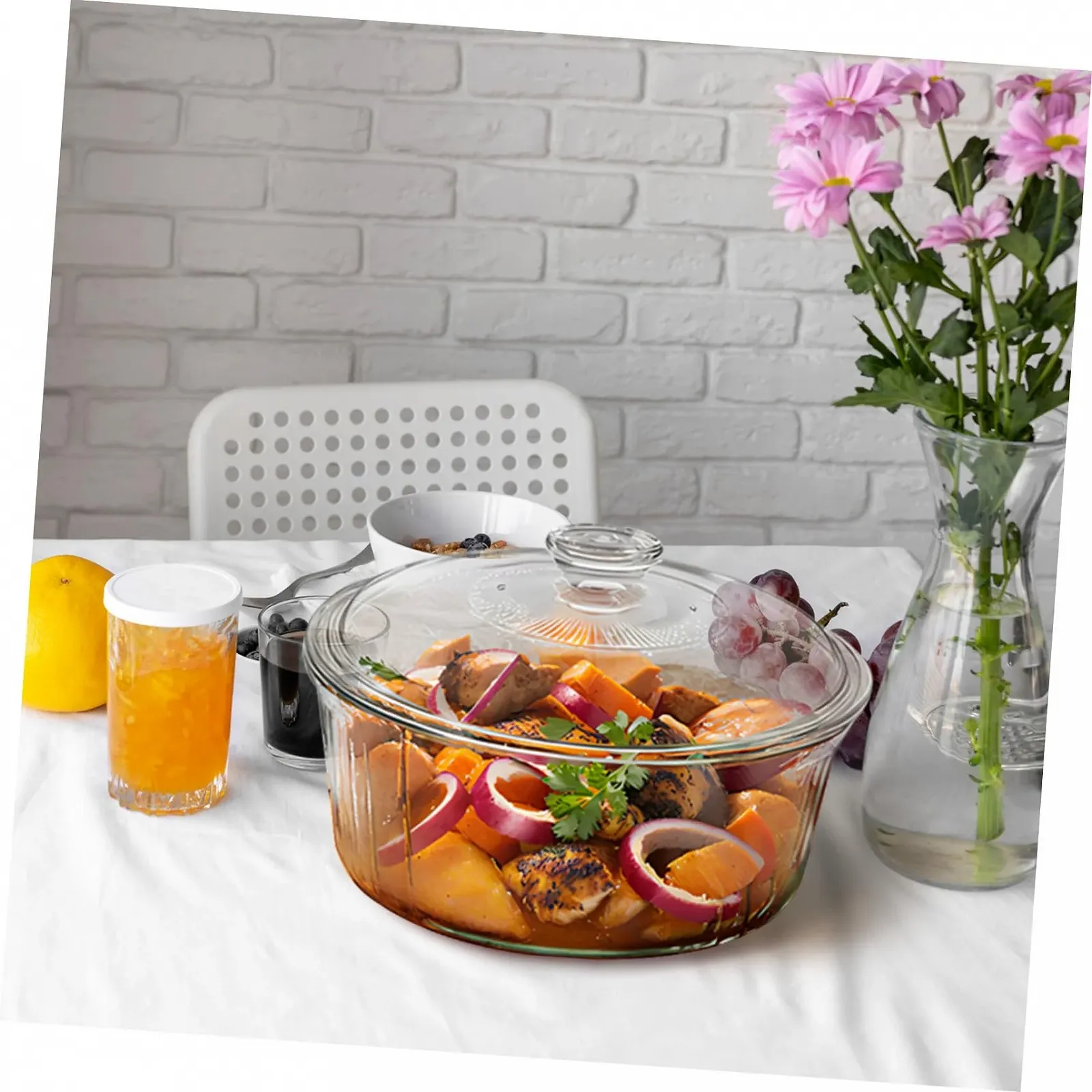 Скляна форма для запікання кругла з кришкою глибока для духовки, фото №9 Скляна форма для запікання кругла з кришкою глибока для духовки, фото №9