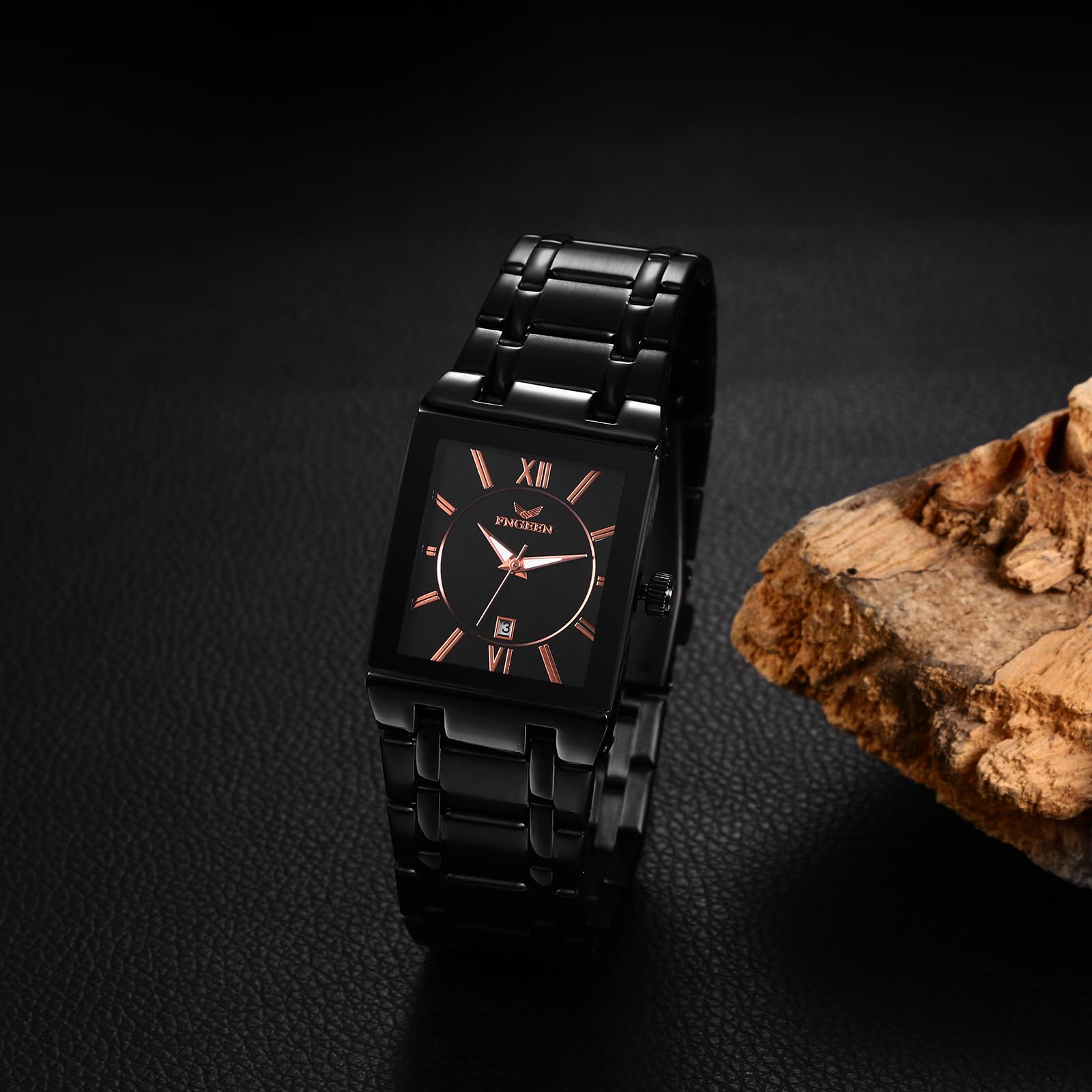 Годинник Silverora Чоловічі Нержавіюча сталь Дата Аналоговий Кварц Календар 3ATM Вологозахищений Чорний браслет, фото №5