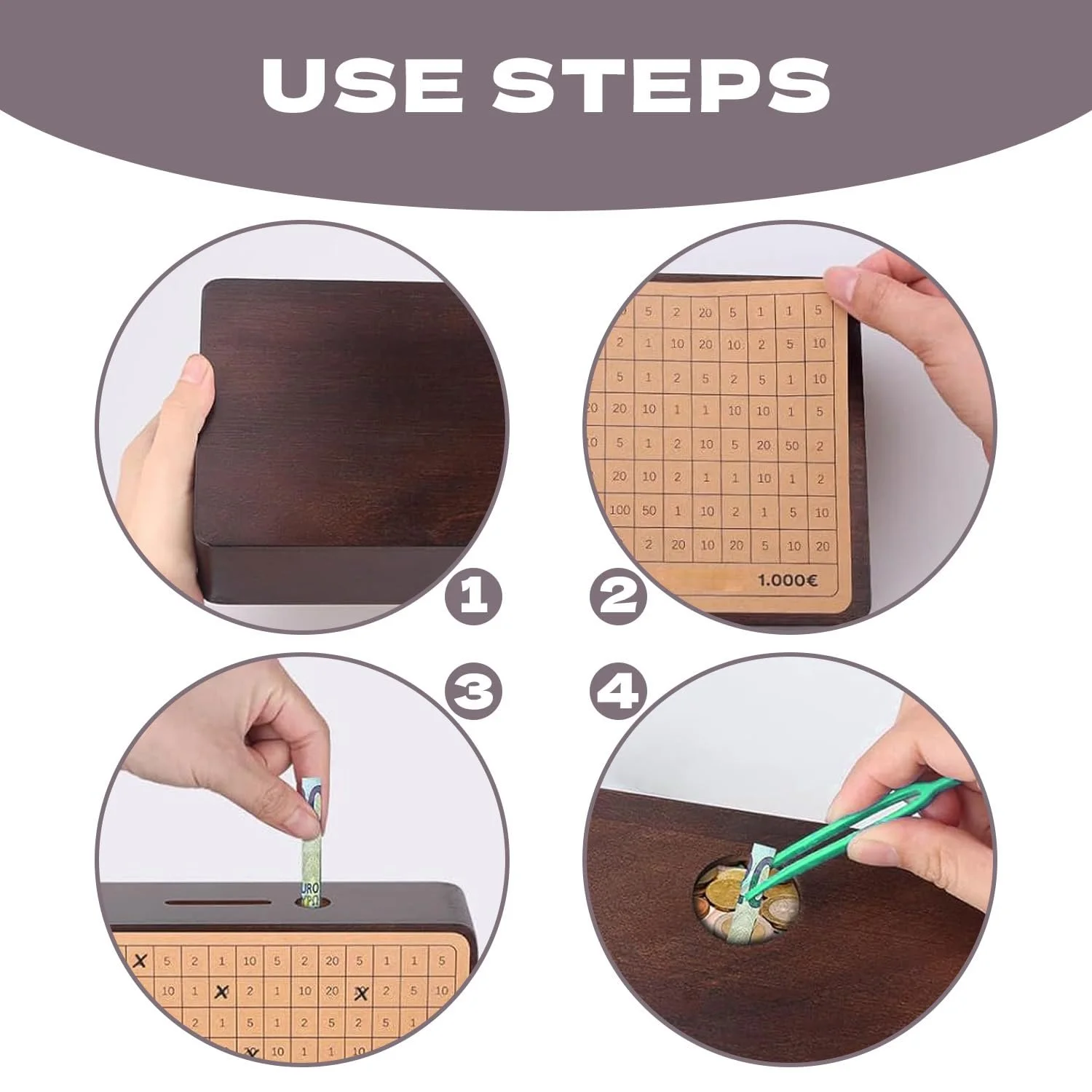 Скарбничка Wooden Money Box with Savings Target Brown, фото №4