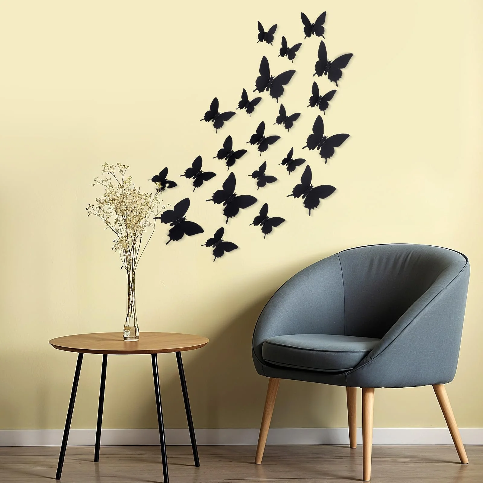 Набір наклейок на стіну 3D Метелики 48 штук Чорний, фото №7 Набір наклейок на стіну 3D Метелики 48 штук Чорний, фото №7