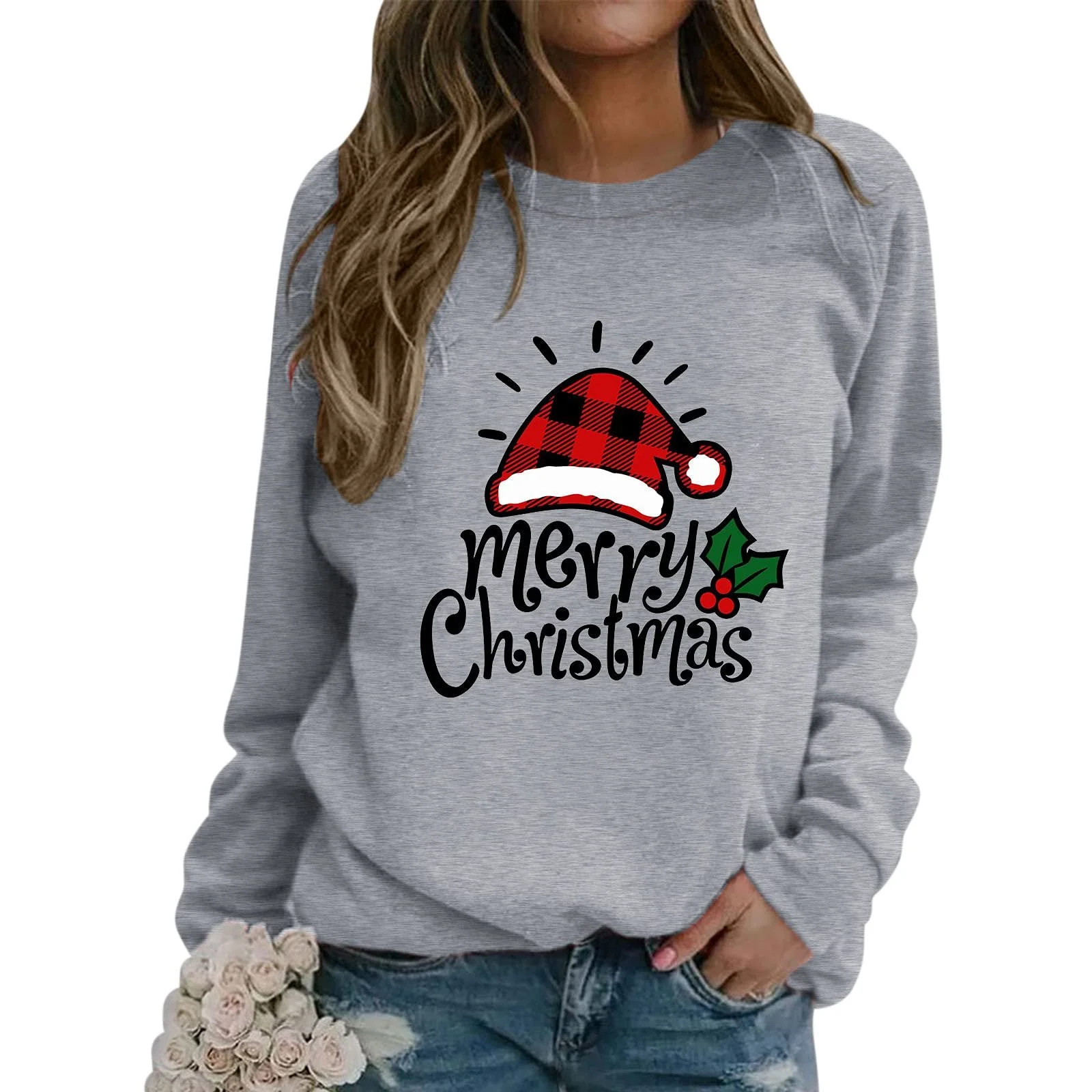 Джемпер с рождественским мотивом Женский рождественский джемпер Рождественский джемпер Зимний рождественский свитер Y2k Уродливый Женский джемпер Топы Большие размеры Хлопковая рождественская рубашка с длинным рукавом Рождественский наряд, фото №4