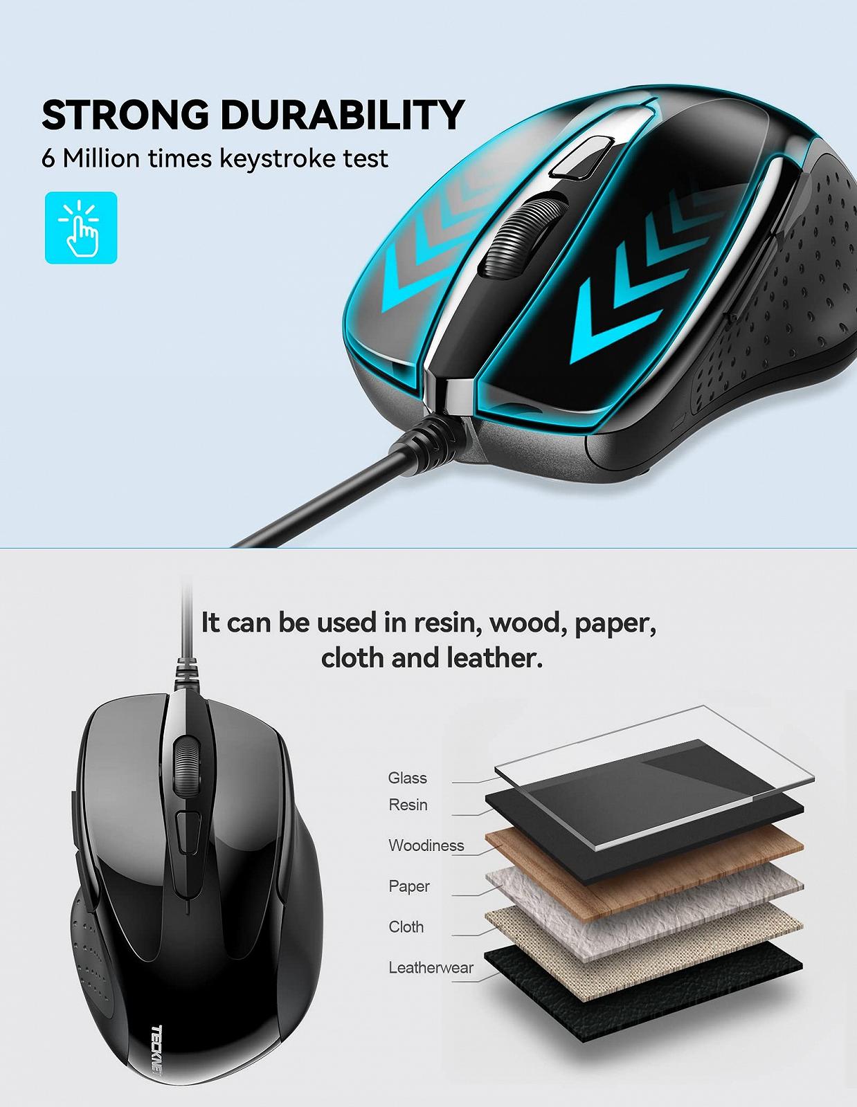 Мышь проводная TeckNet Pro S2 USB, 6 кнопок, до 2000 dpi, фото №7