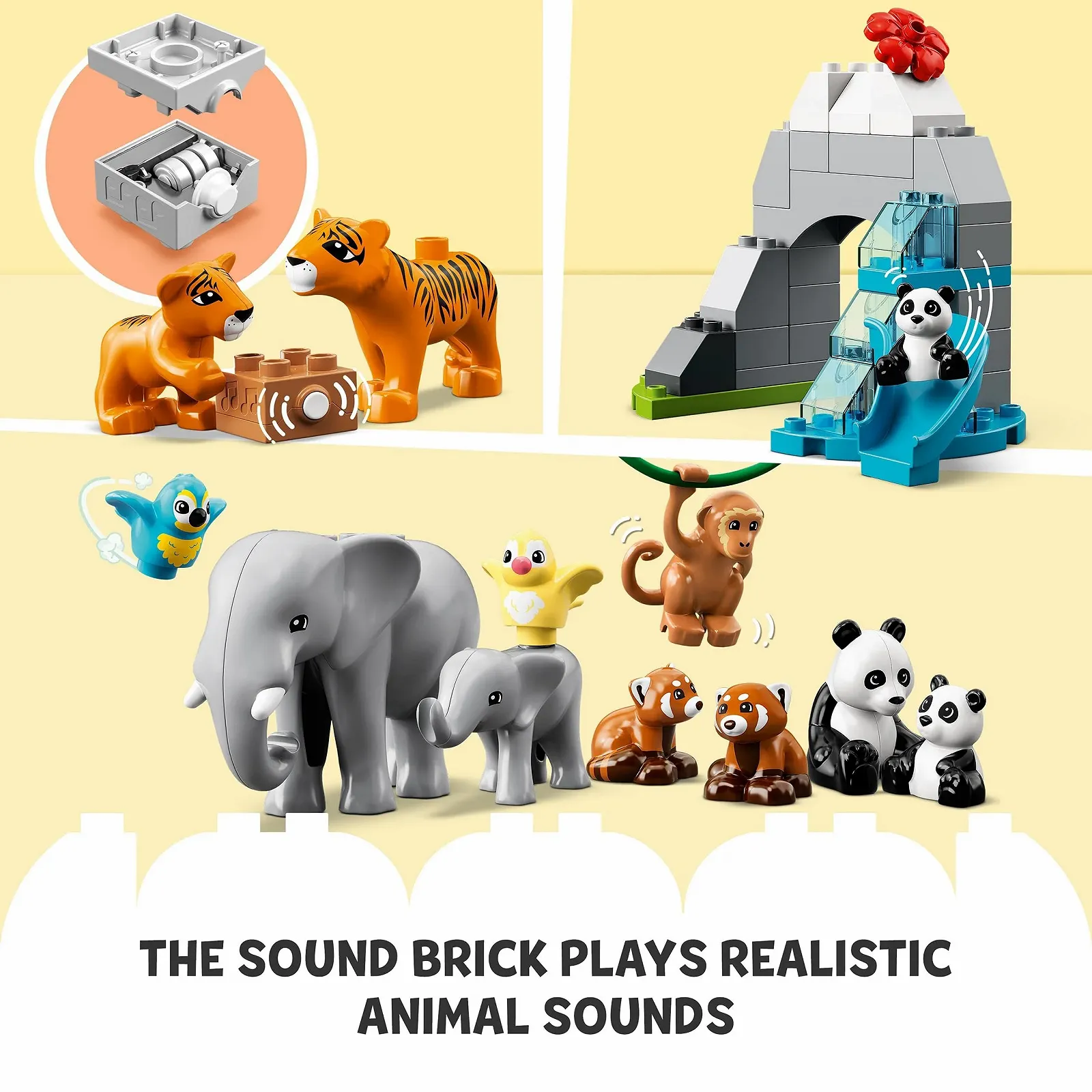 Набор LEGO DUPLO 10974 Дикие животные Азии с фигурками животных, слон, панда и тигр, звуковой блок и игровой коврик, фото №5