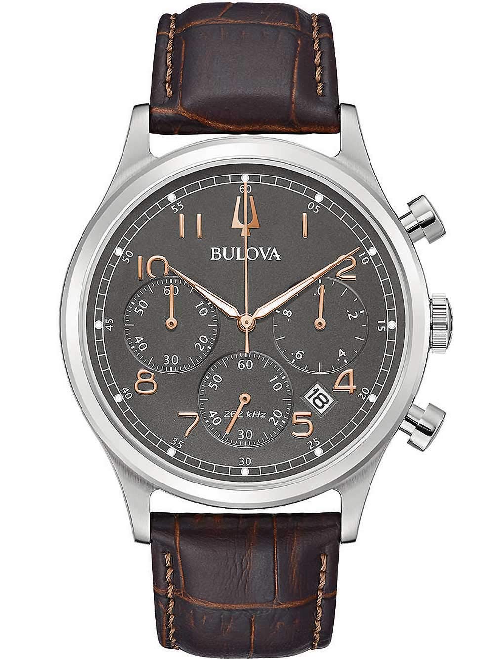 Мужские Аналоговые Кварцевые Часы Bulova 96B356, коричневый, Ремешок, фото №1 Мужские Аналоговые Кварцевые Часы Bulova 96B356, коричневый, Ремешок, фото №1