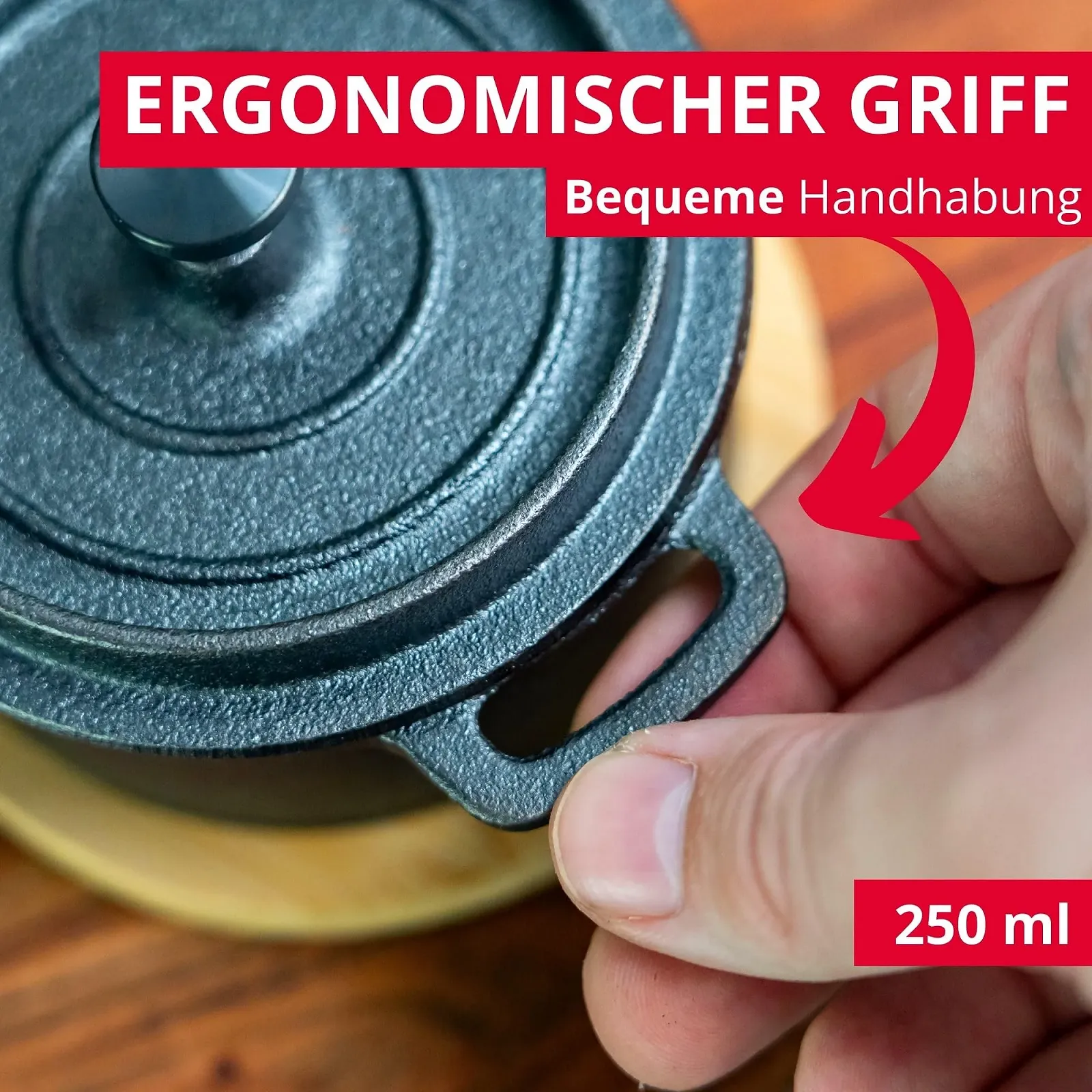 Горщик чавунний Westmark Tapas + Friends з кришкою та бамбуковою підставкою 250 мл, фото №3