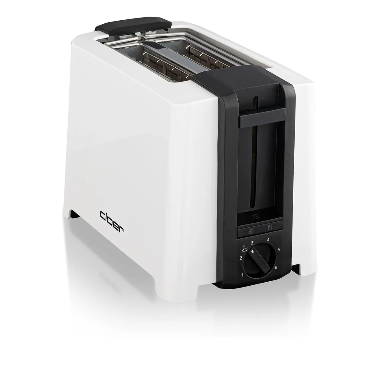 Тостер Cloer 3531 для 2 скибочок XXL тосту, 750-900 Ватт, функція перевірки тосту, насадка для хліба, функція розморожування, підйомний пристрій, білий, фото №5