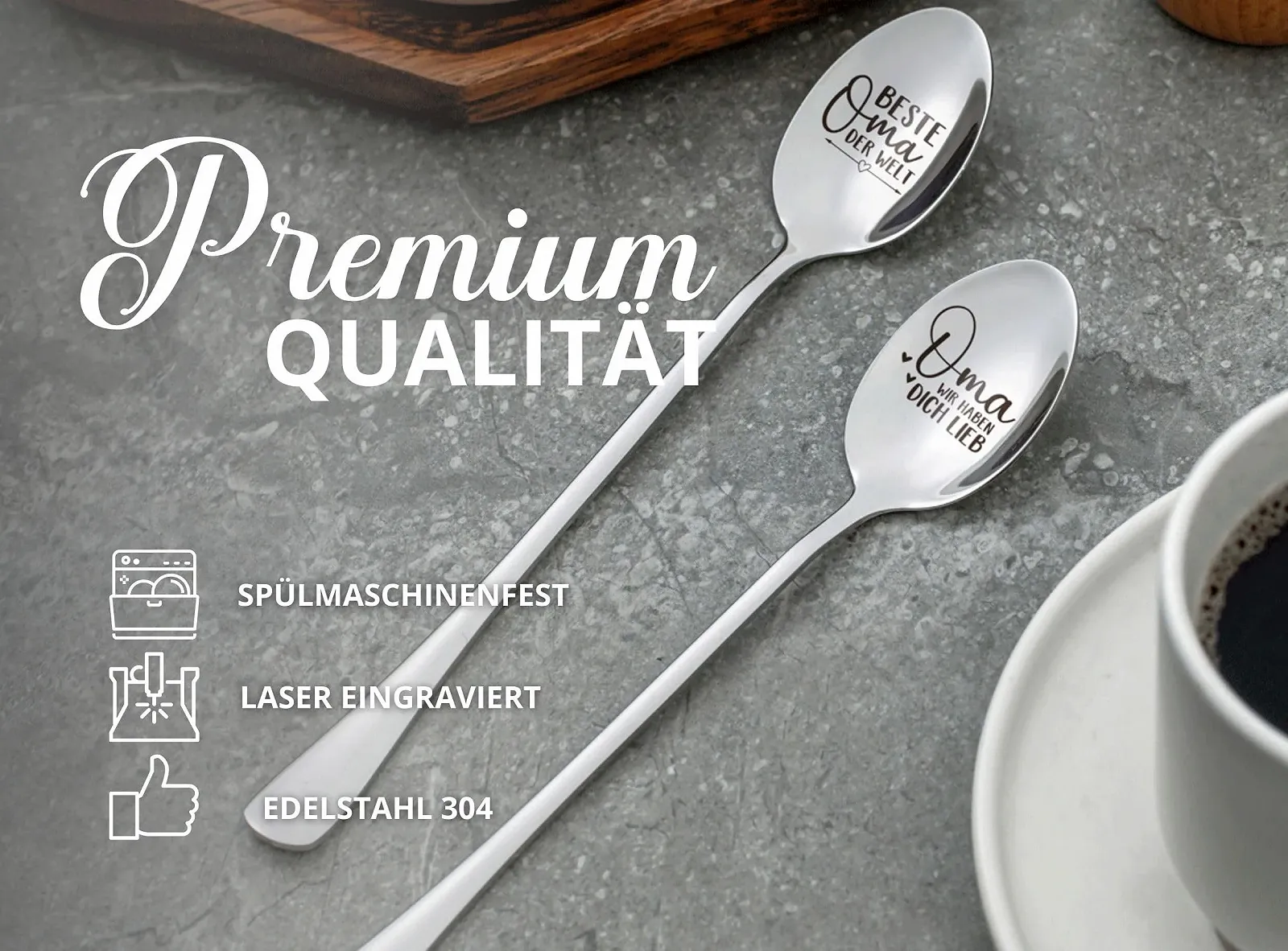 Ложка для морозива INNObeta З гравіюванням Сріблястий, 2 шт, фото №2