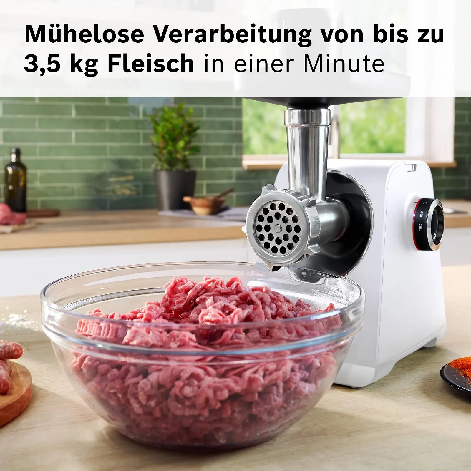 Мясорубка Bosch MultiPower MFWS607W Series 6 2100 Вт 2 диска Кеббе Белая, фото №5