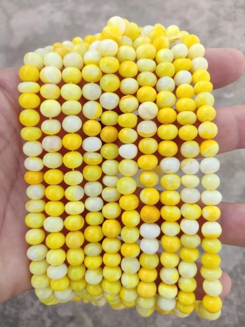 Намистини Опал Круглі Гладкі 8 мм, нитка довжиною 40.5 см, для намиста, браслета, фото №1