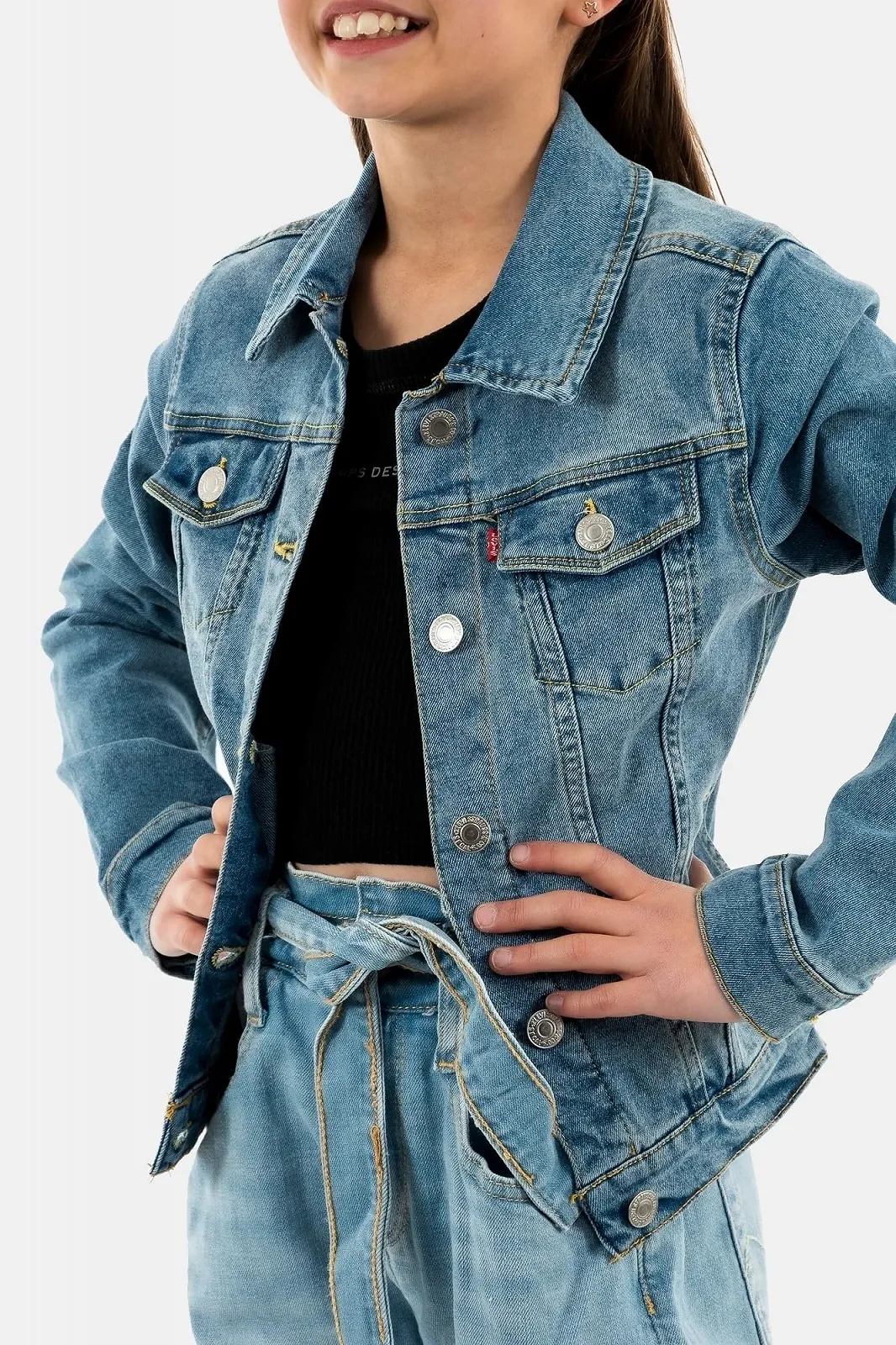 Джинсова куртка Levi's Kids Girls Stretch Trucker Jacket 3e4388, 7-May, фото №3