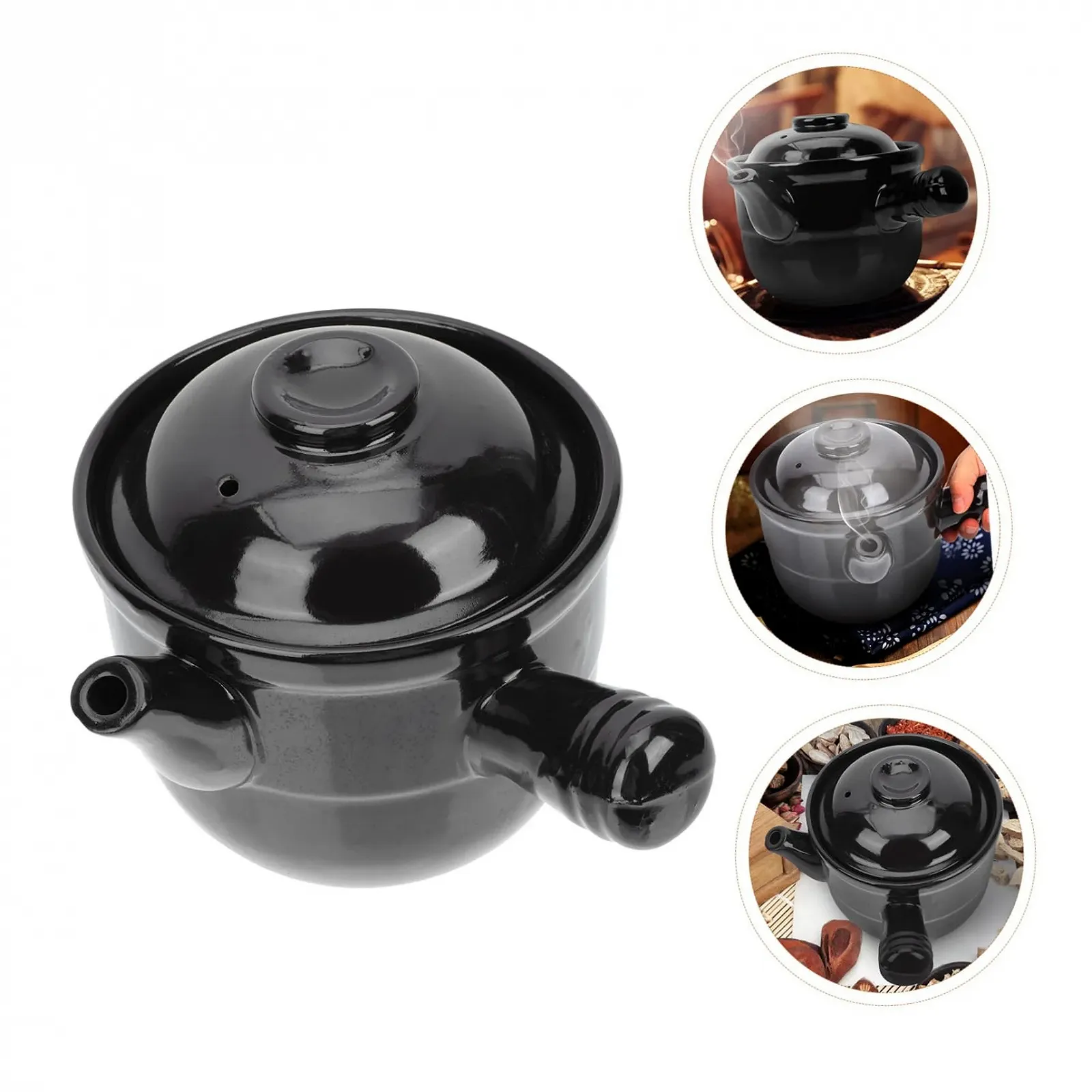 Кастрюля керамическая для заваривания лечебных трав традиционная китайская для газовых и электрических плит мультифункциональная, фото №9