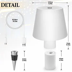 Настільна лампа-насадка на пляшку LED USB Акумуляторна 5200 мАг Сенсорна 3 температури Біла synthetic.ua - Фото 1