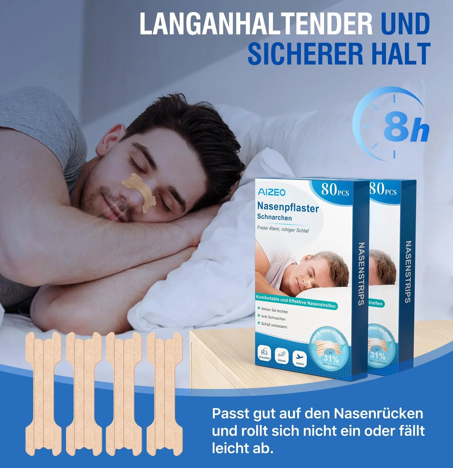 Пластирі від хропіння, 50 шт, Надміцні, Для кращого дихання під час занять спортом та покращення якості сну, фото №4 Пластирі від хропіння, 50 шт, Надміцні, Для кращого дихання під час занять спортом та покращення якості сну, фото №4