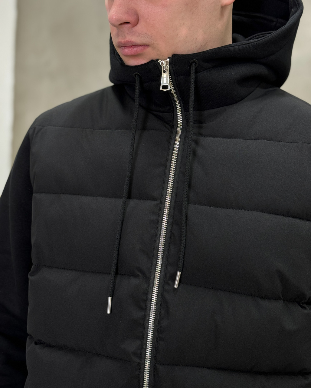 Куртка чоловіча демісезонна Infinity чорна весна з капюшоном L, фото №5 Куртка чоловіча демісезонна Infinity чорна весна з капюшоном L, фото №5