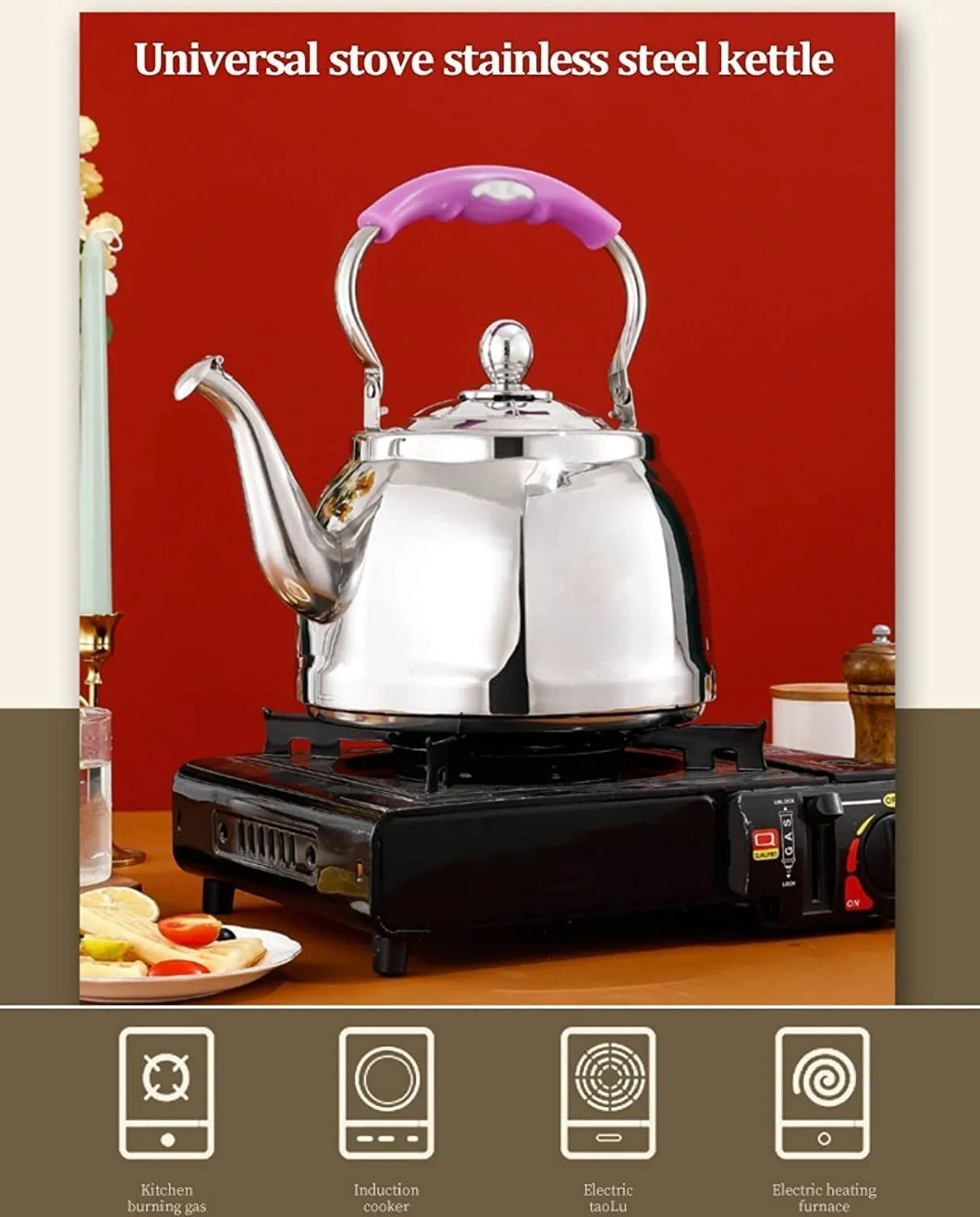 Чайник-свисток з нержавіючої сталі 5,5 л, фото №1 Чайник-свисток з нержавіючої сталі 5,5 л, фото №1