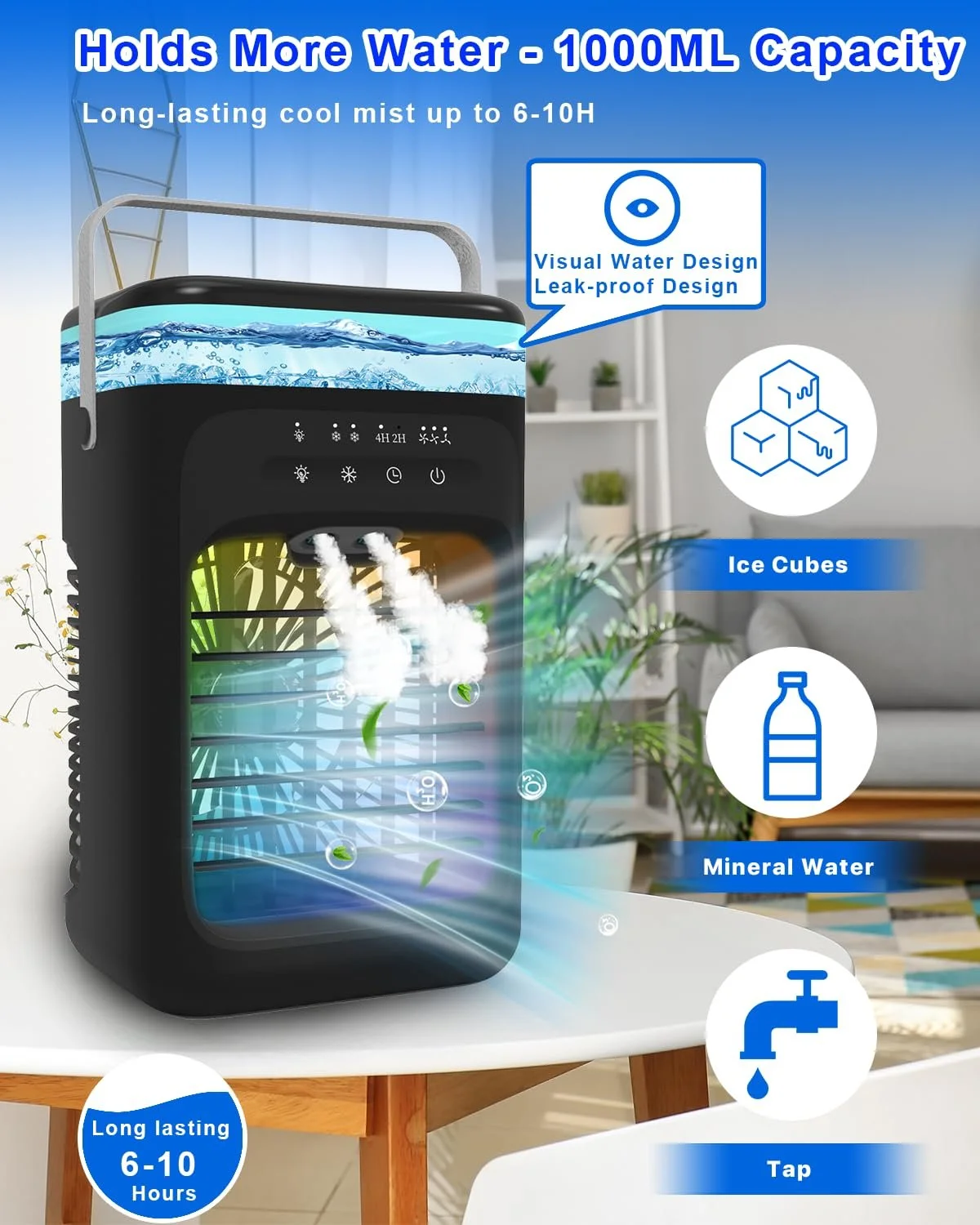 Мини-охладитель воздуха Omeyo 5-в-1 1000 мл 8 Вт Черный, фото №3