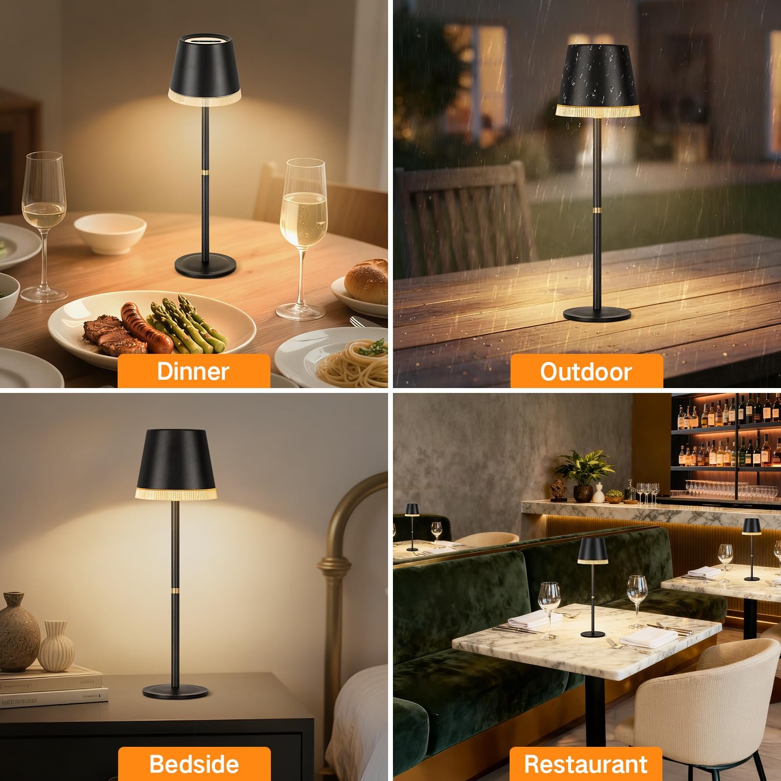 Настільна лампа OUTON Wireless RGB LED Battery 4000 mAh Dimmable Memory IP54 Black, фото №8