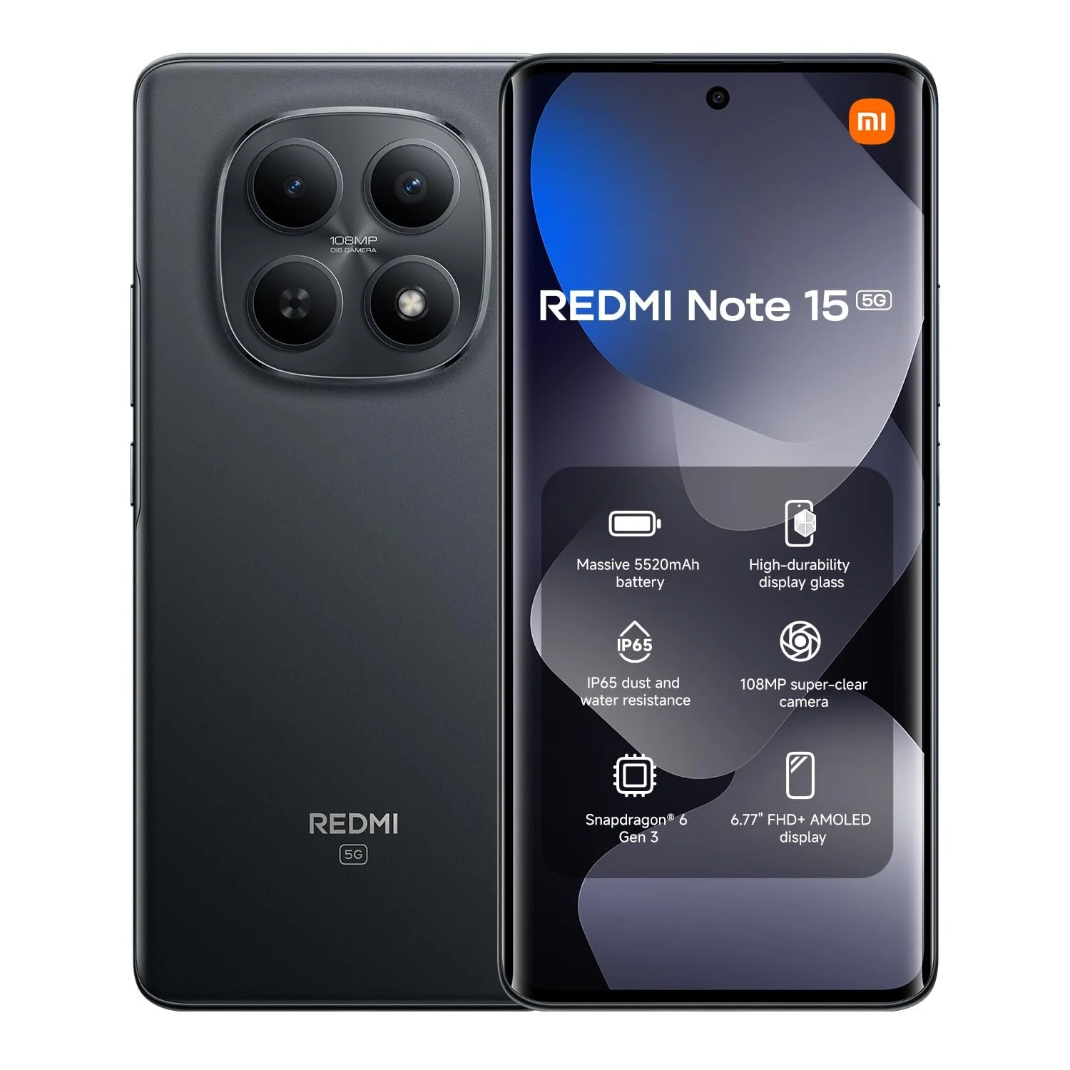 Смартфон REDMI Note 15 5G 8GB RAM 256GB ROM Black, фото №1