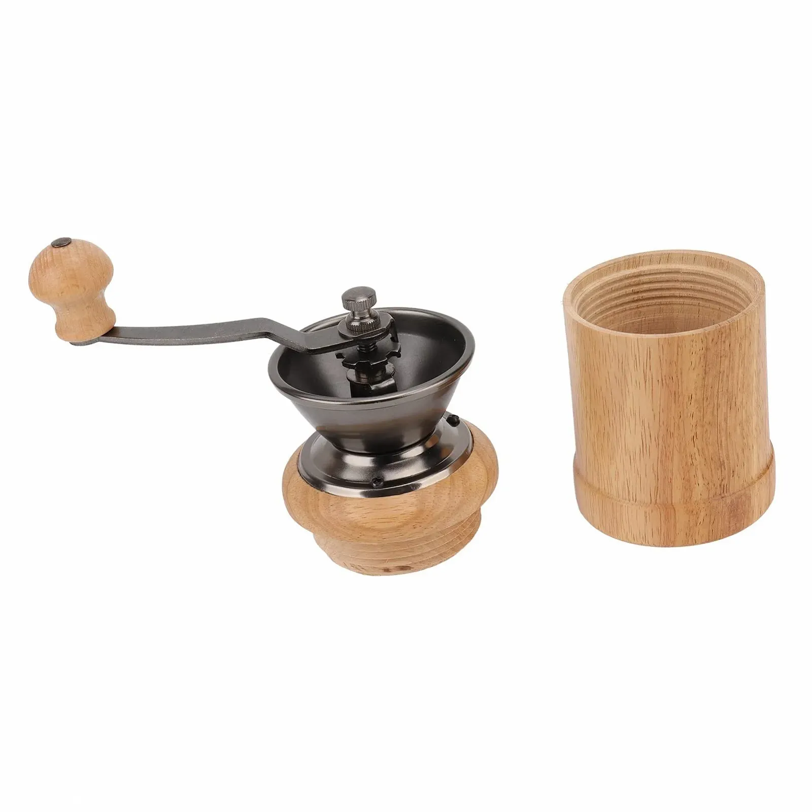 Ручная кофемолка Eiche Edelstahl Retro, эргономичная ручка, портативная, коническая, светлое дерево, фото №9