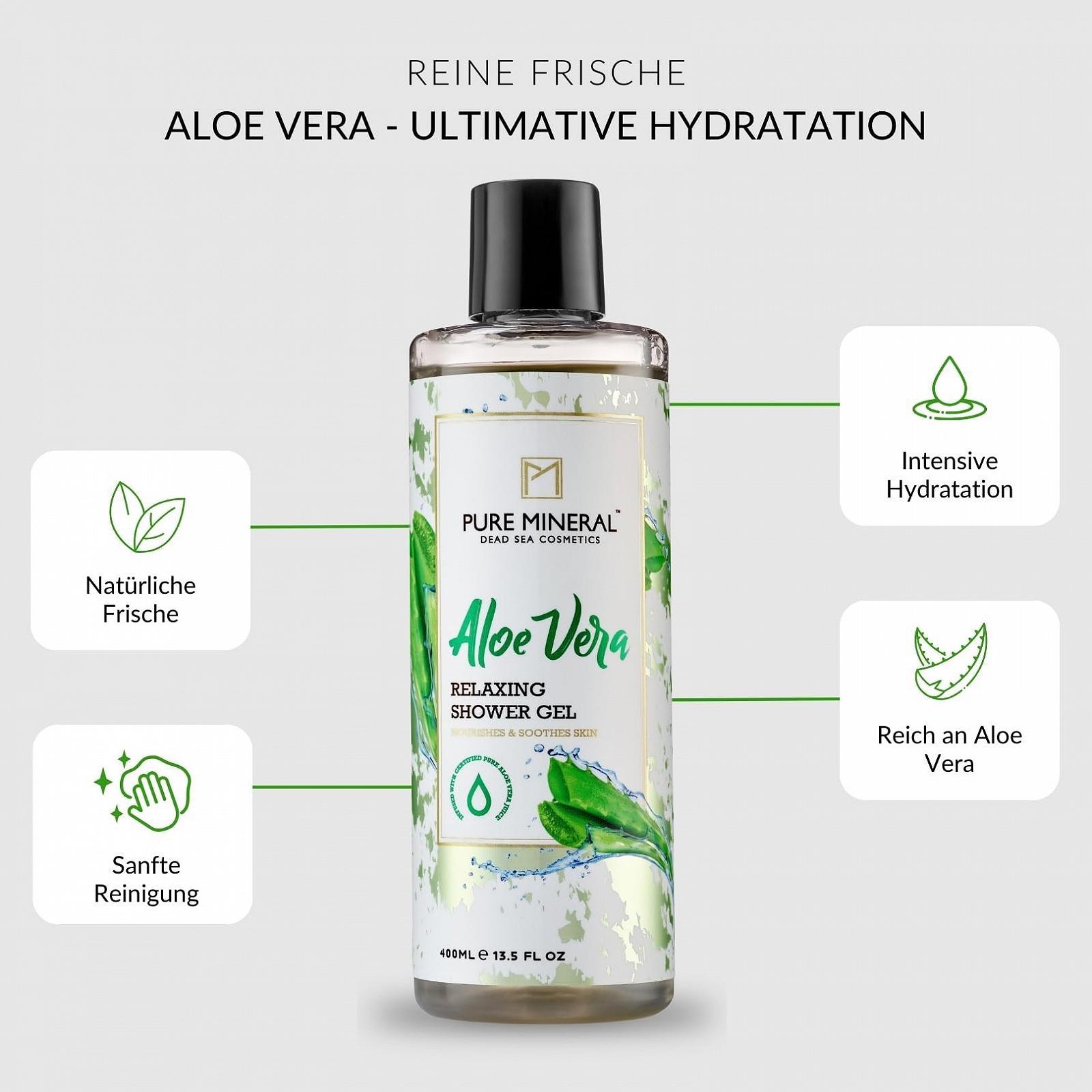 Гель для душа Pure Mineral Aloe Vera Увлажняющий 400 мл, фото №2 Гель для душа Pure Mineral Aloe Vera Увлажняющий 400 мл, фото №2