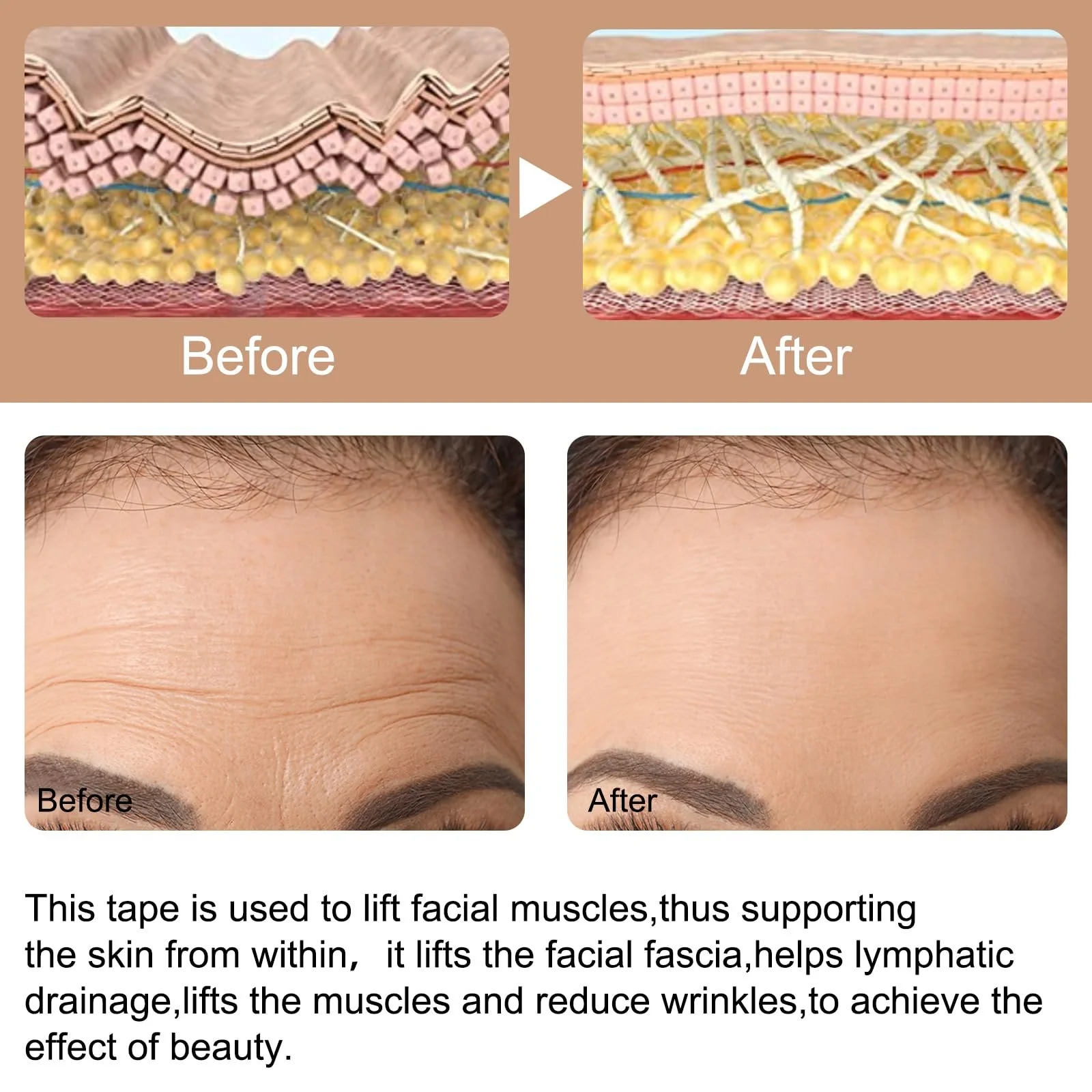 Стрічка для підтяжки обличчя, 2 шт, рожевий (2,5 x 500 см / рулон), фото №3