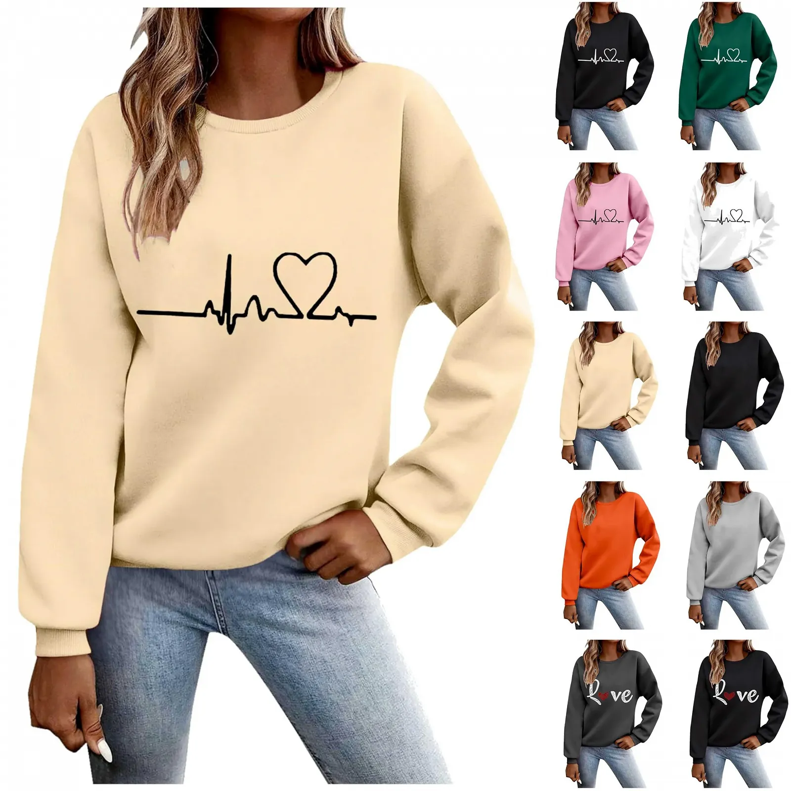 Жіночий Пуловер з принтом сердець Love, фото №2