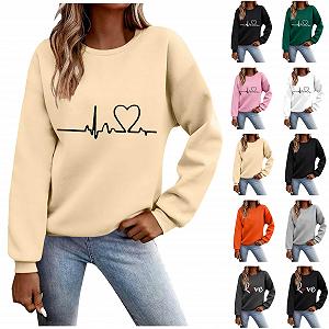 Женский пуловер с принтом сердец Love, Рождественский джемпер, Хлопковая кофта с длинными рукавами и круглым вырезом, Осенне-зимний элегантный топ, Уличный свитшот без капюшона, Свитер synthetic.ua - Фото 1