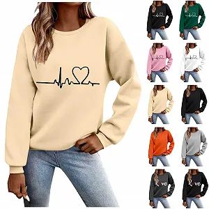 Женский пуловер с принтом сердец Love, Рождественский джемпер, Хлопковая кофта с длинными рукавами и круглым вырезом, Осенне-зимний элегантный топ, Уличный свитшот без капюшона, Свитер synthetic.ua - Фото 1