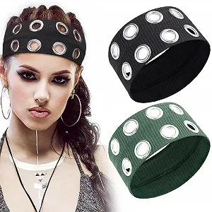 Набор из 2 эластичных повязок на голову с полыми люверсами. - Фото 1