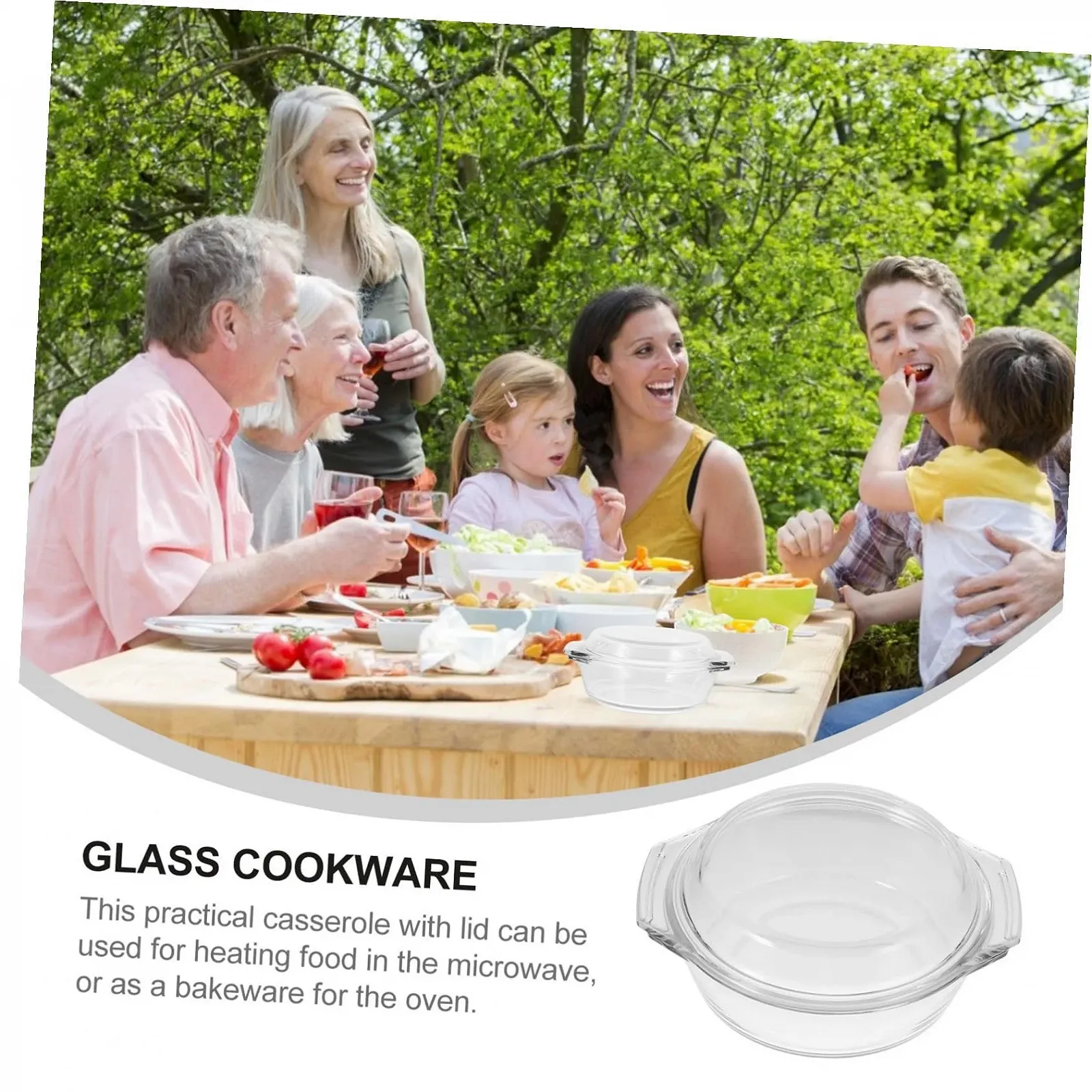 Форма для запікання Скляна з кришкою термостійка для мікрохвильової печі та духовки Прозора, фото №3 Форма для запікання Скляна з кришкою термостійка для мікрохвильової печі та духовки Прозора, фото №3