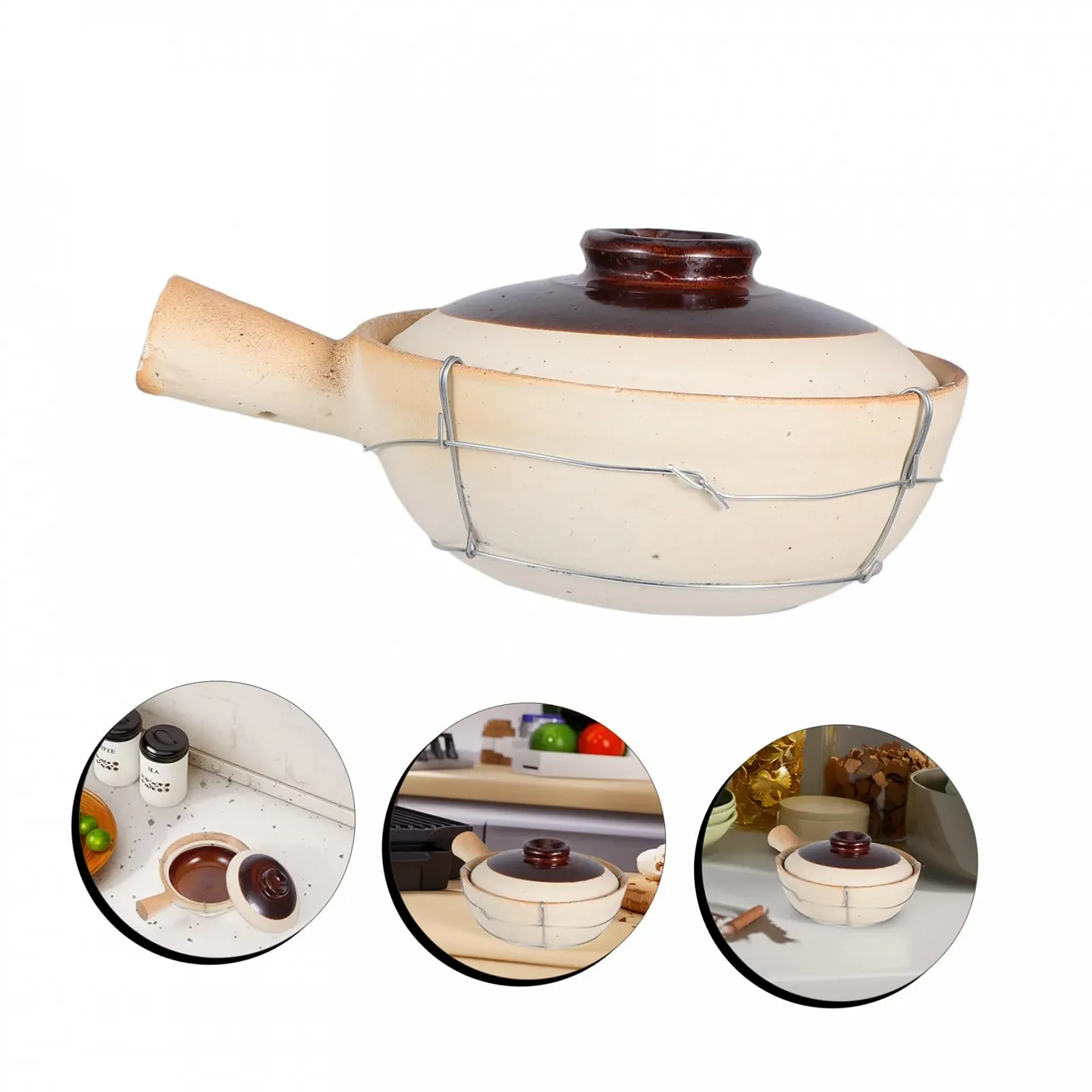 Глиняний горщик Ciieeo з кришкою керамічний для супів та рагу, фото №9