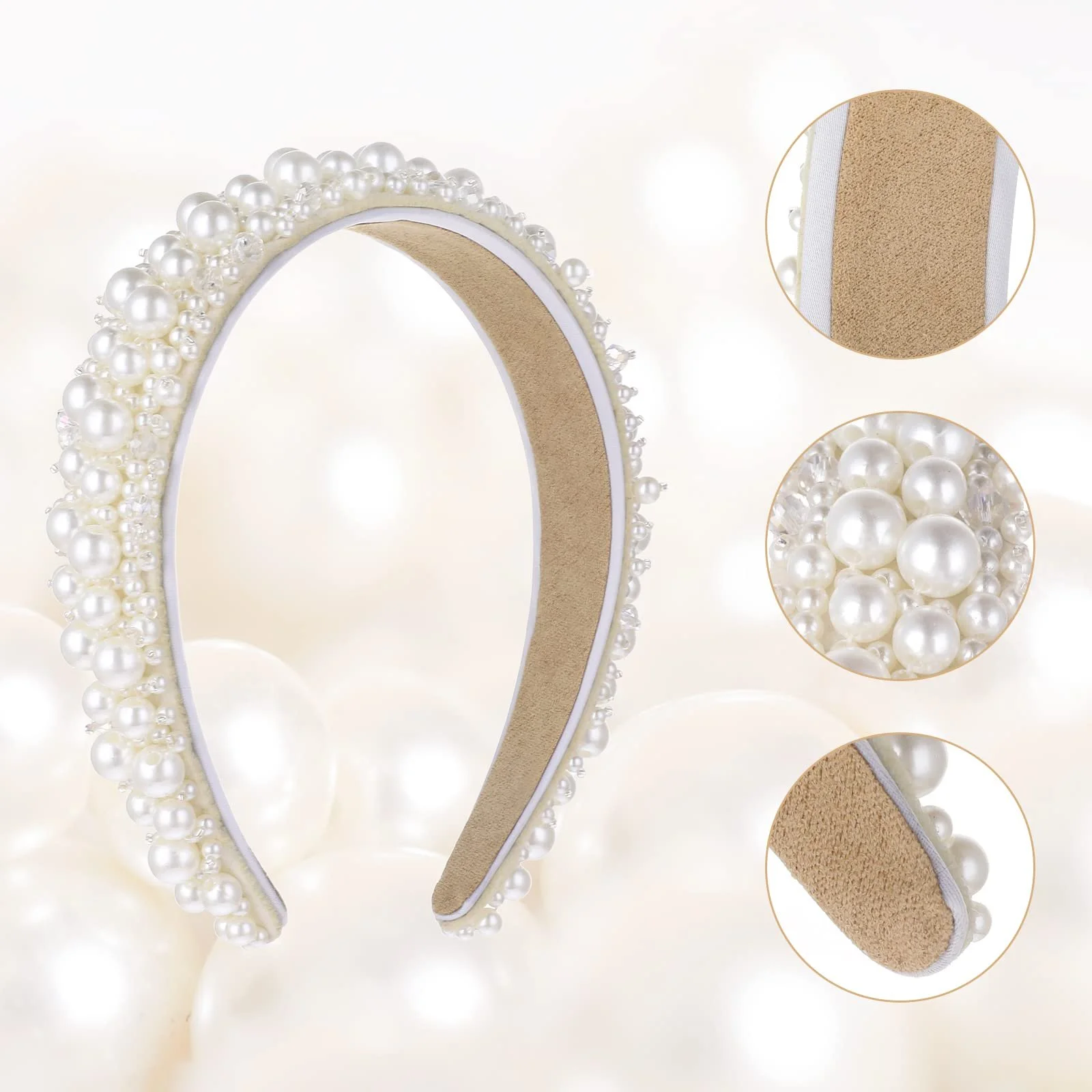 Набір обручів на голову з перлинами 2 шт, фото №3