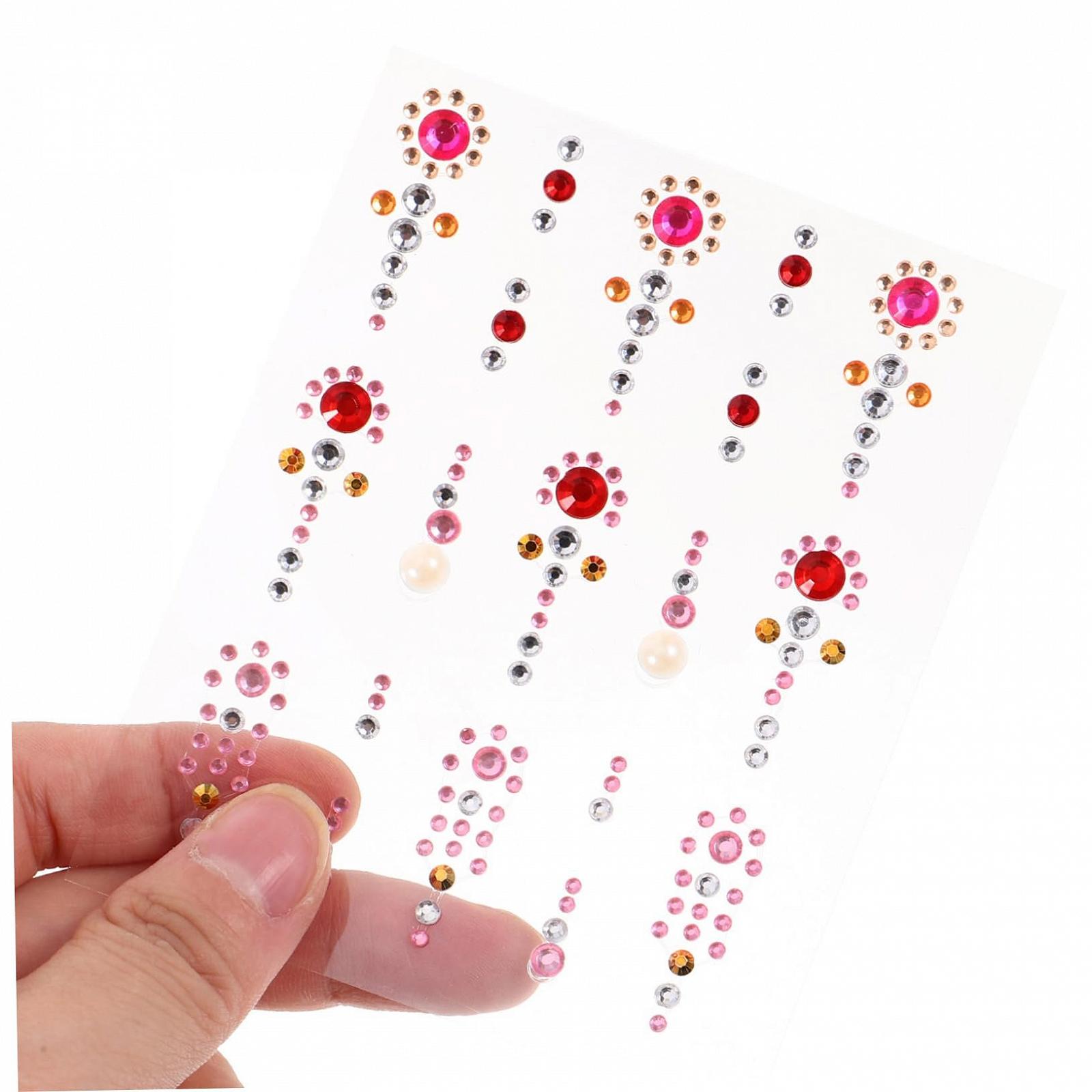 Самоклеящиеся блестящие камни для лица и глаз, 6 листов, фото №3