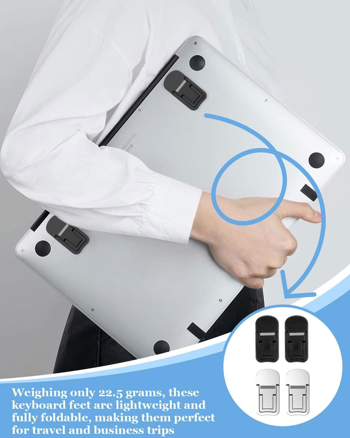 Подставка для ноутбука (4 шт. в упаковке) Invisible, складная, с 2 регулируемыми углами, портативная мини-подставка для клавиатуры, самоклеящаяся, для дома, офиса и путешествий, фото №6