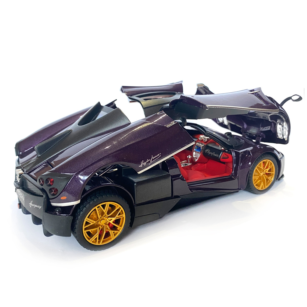 Машинка металлическая игрушечная Pagani huayra Roadster Авто Эксперт 1:24, фиолетовая свет звук инерция, фото №4